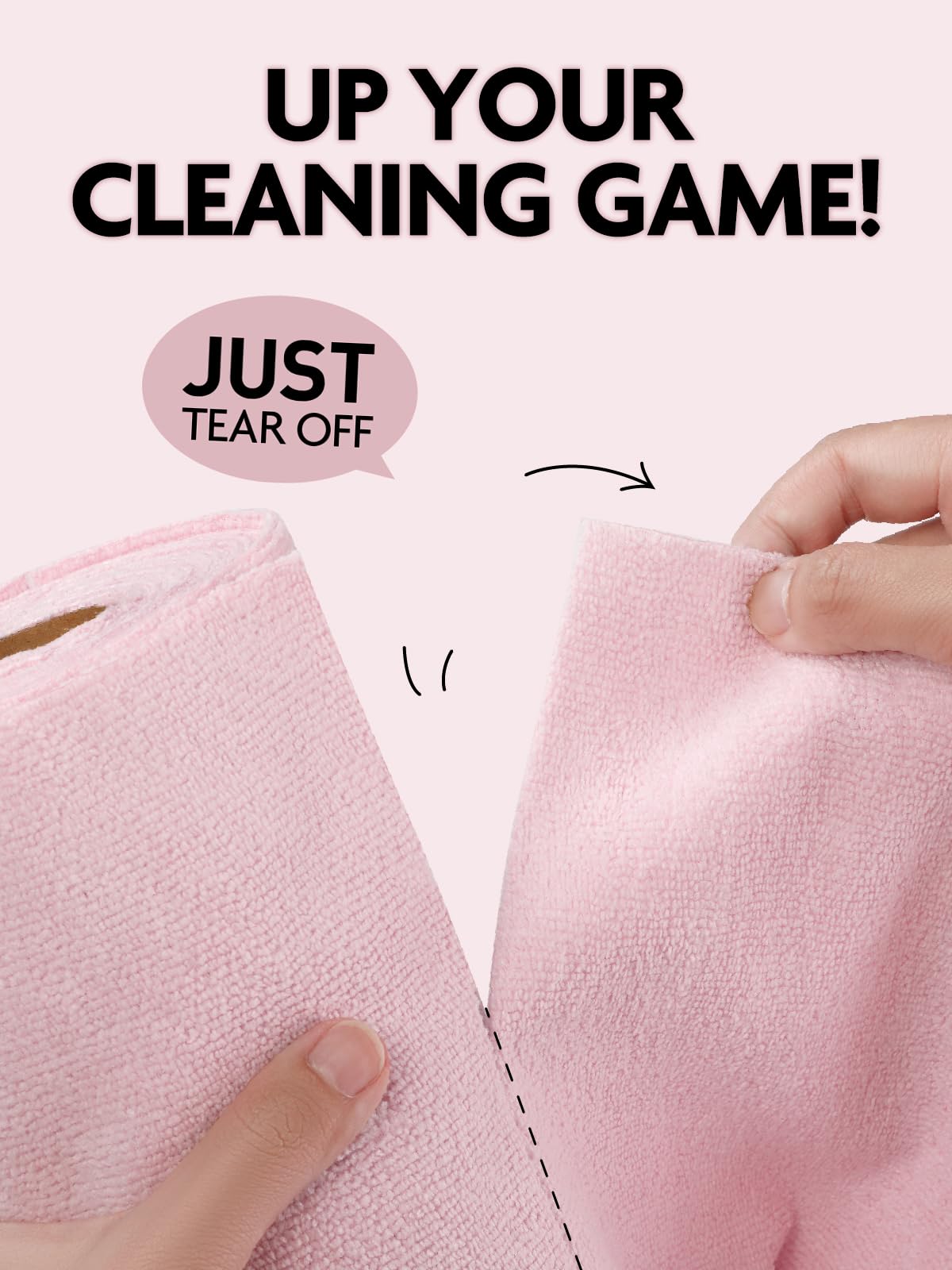 80 Sheets 4 Rolls 10'' by 10'' Microfiber Cleaning Towels Roll Lint-Free Reusable Polishing Cloths (Pink,Grayish,Beige,Tan)