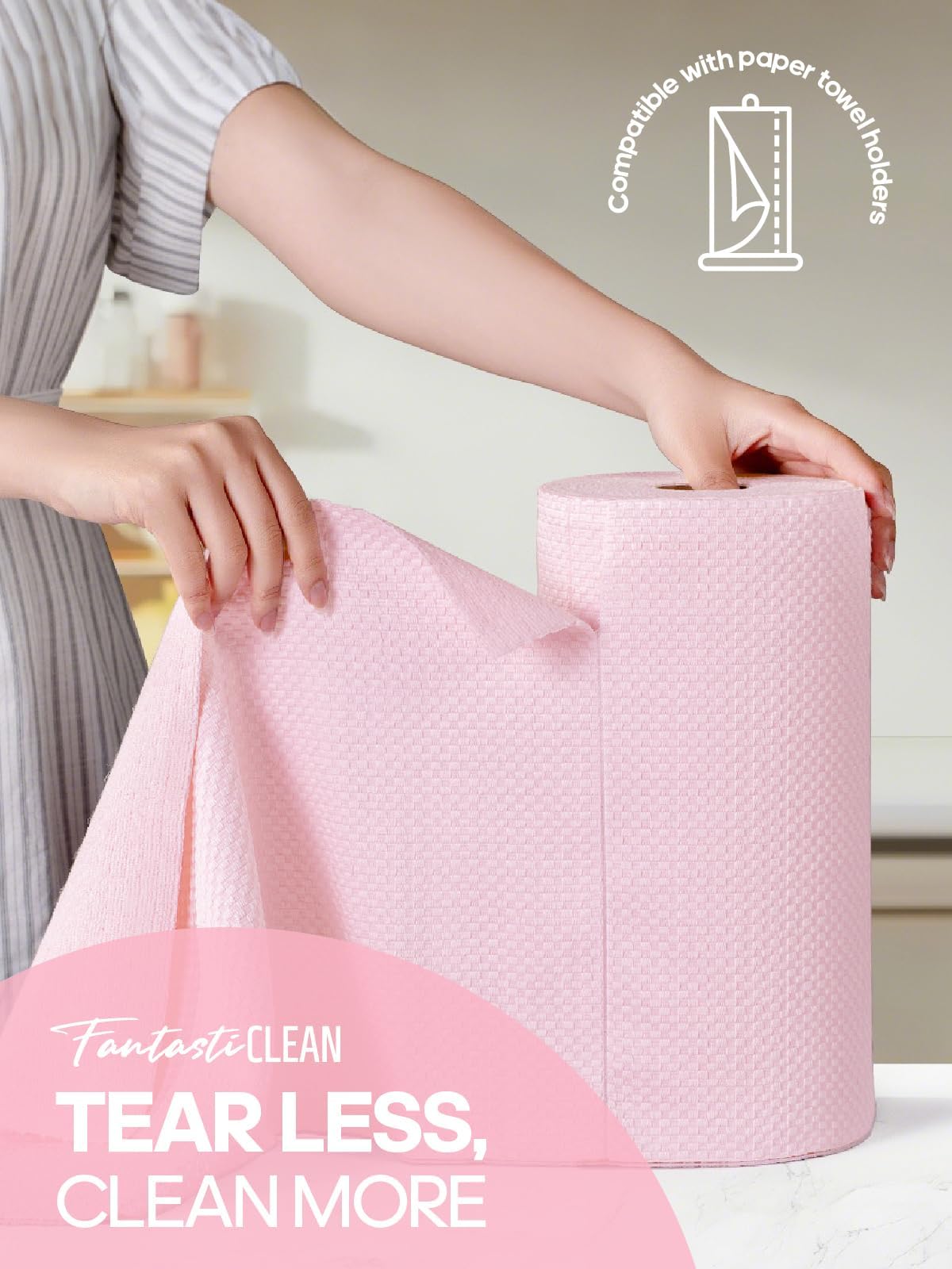 36 Pack Microfiber on a Roll Tear-Away Cleaning Towels for Car, House(Pink)