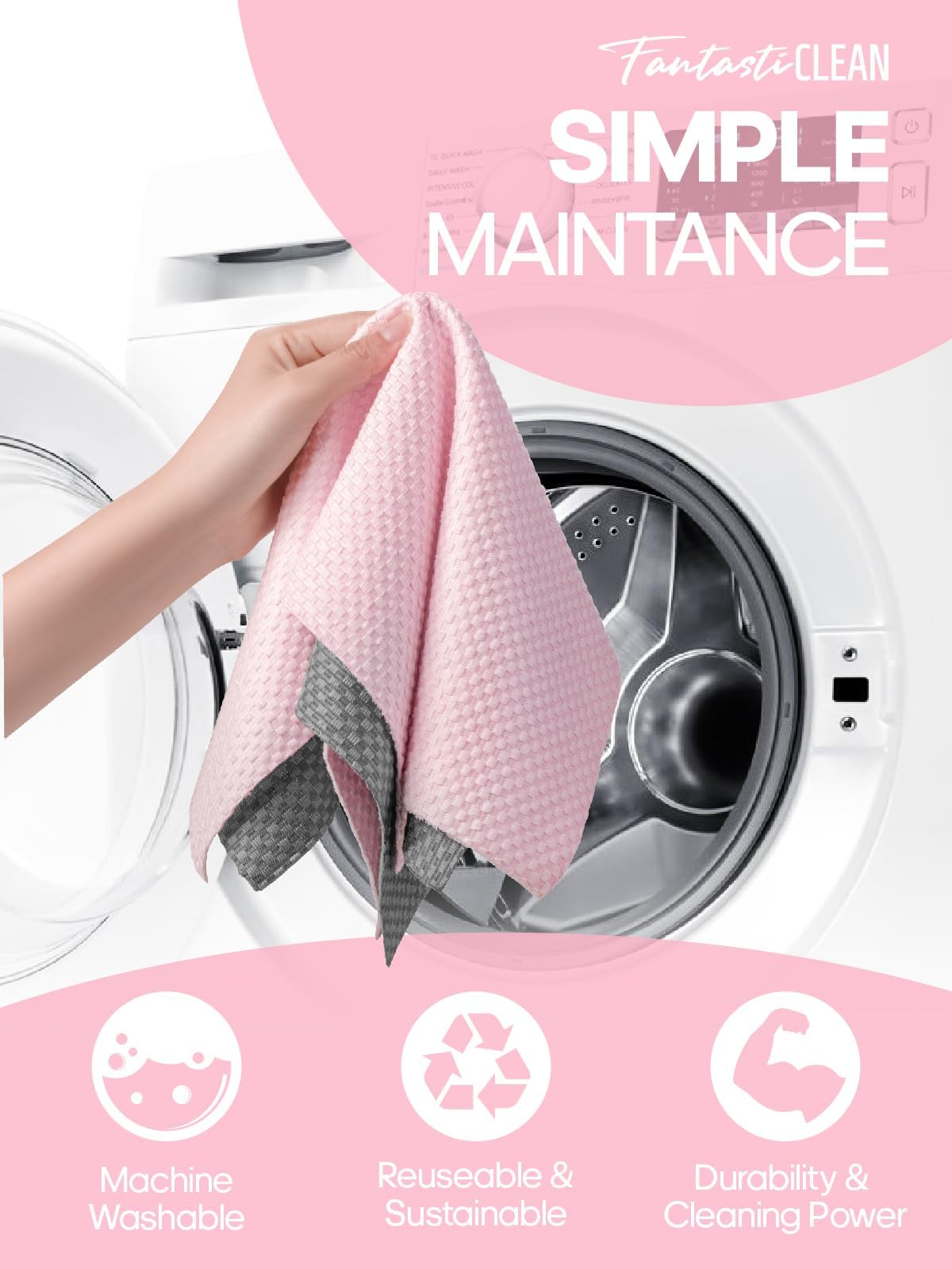 Designer Gingham Microfiber Towel Roll (36-Pack) - Boutique Texture, Ultra-Absorbent & Washable - 18"x12" (Pink)