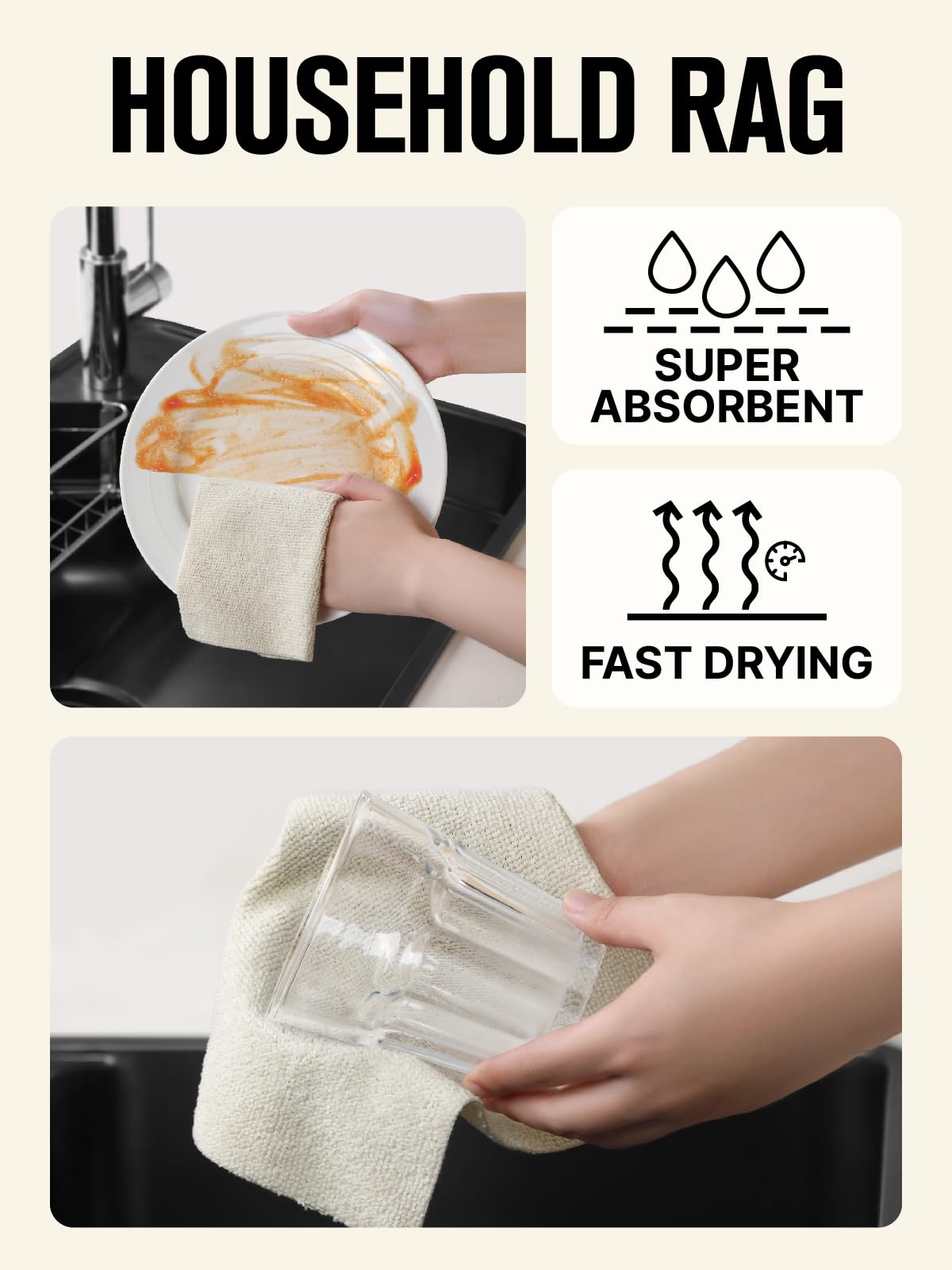 60-Pack 8x8 Inch Microfiber on a Roll Tear-Away Cleaning Towels for Car, House(White)
