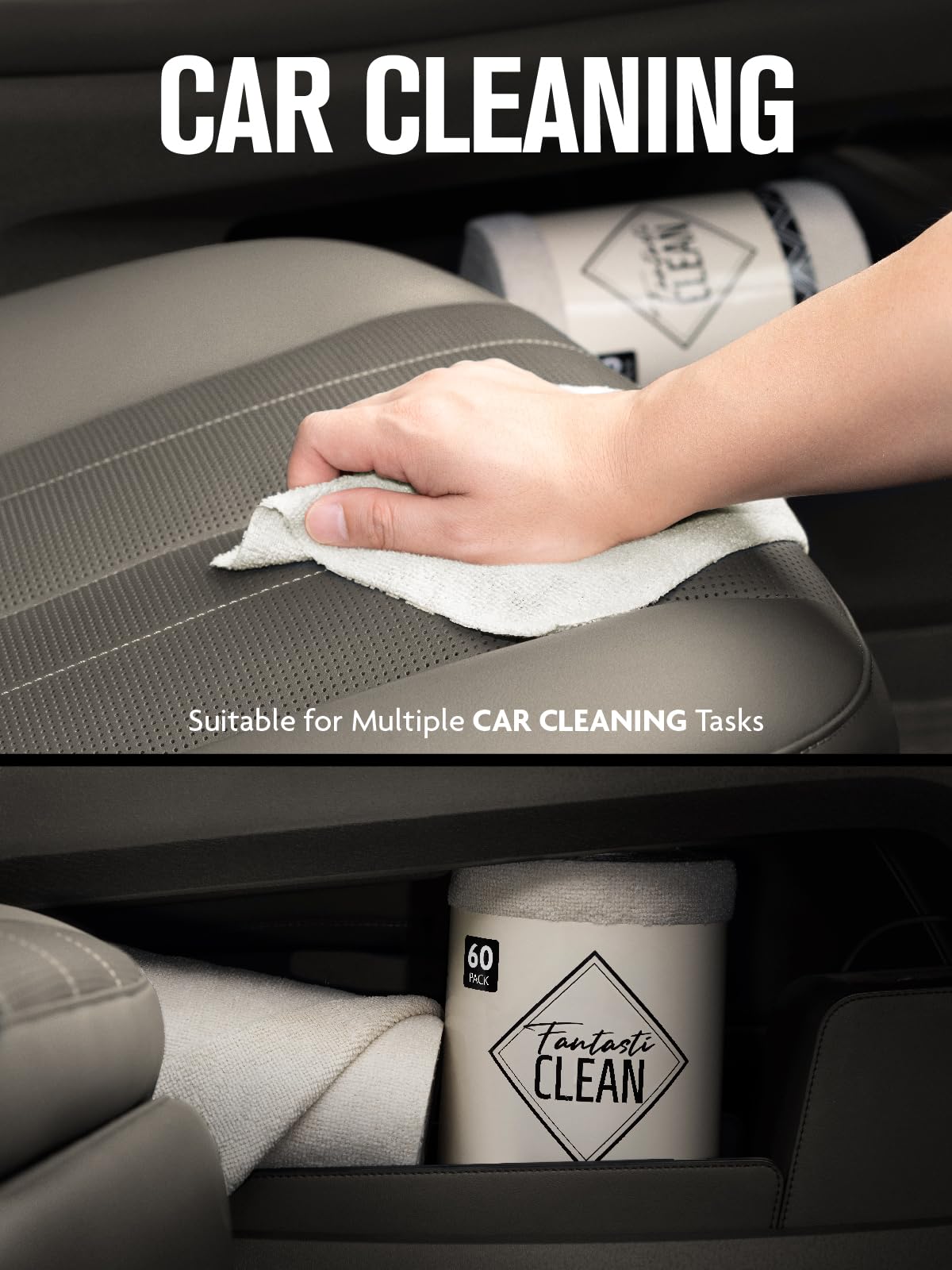 60-Pack 8x8 Inch Microfiber on a Roll Tear-Away Cleaning Towels for Car, House(White)