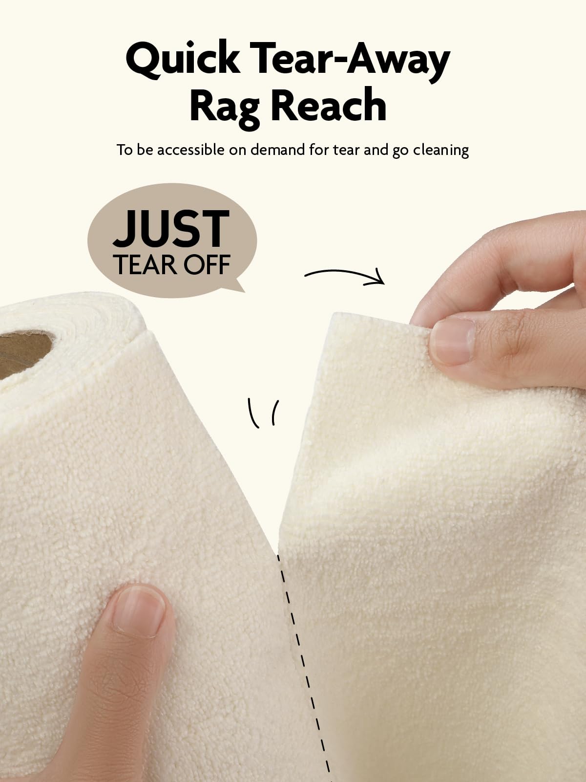 40 Pack Microfiber on a Roll Tear-Away Cleaning Towels, Reusable and Washable Cloths, for Car (Beige)