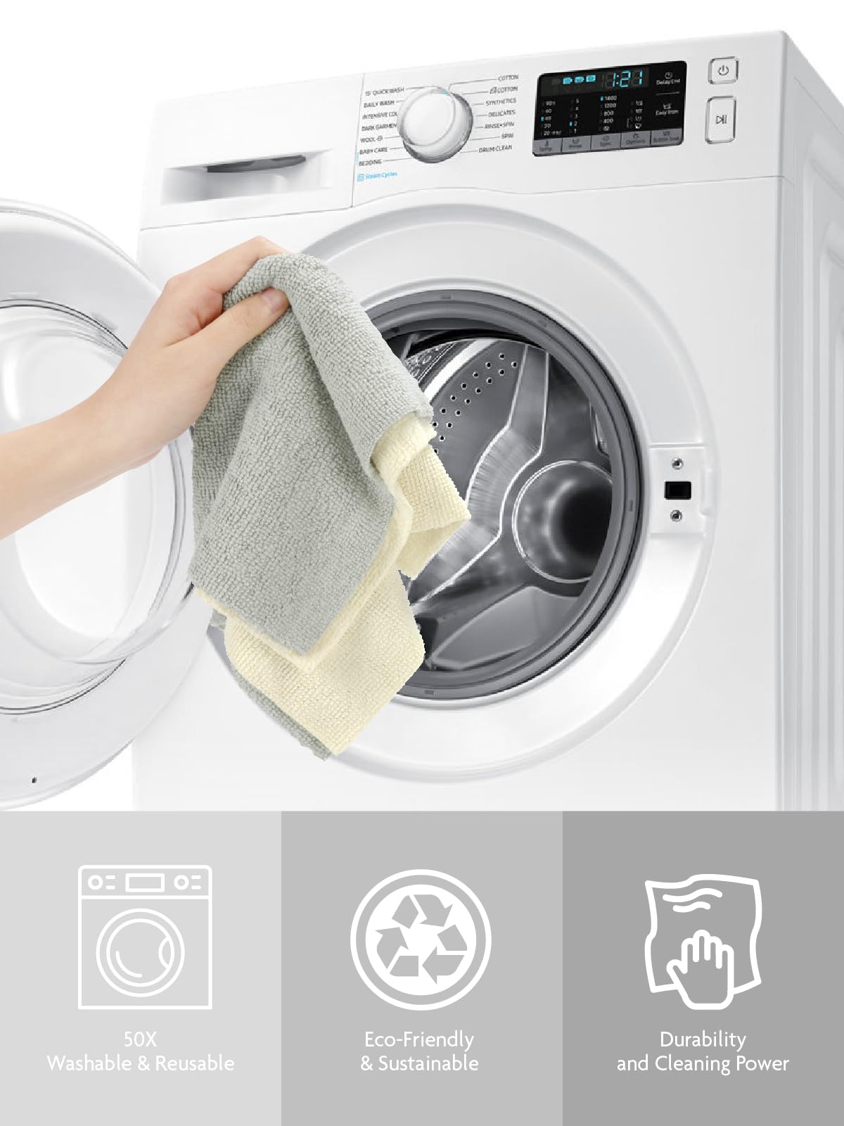 40 Pack Microfiber on a Roll Tear-Away Cleaning Towels, Reusable and Washable Cloths, for Car (Beige)