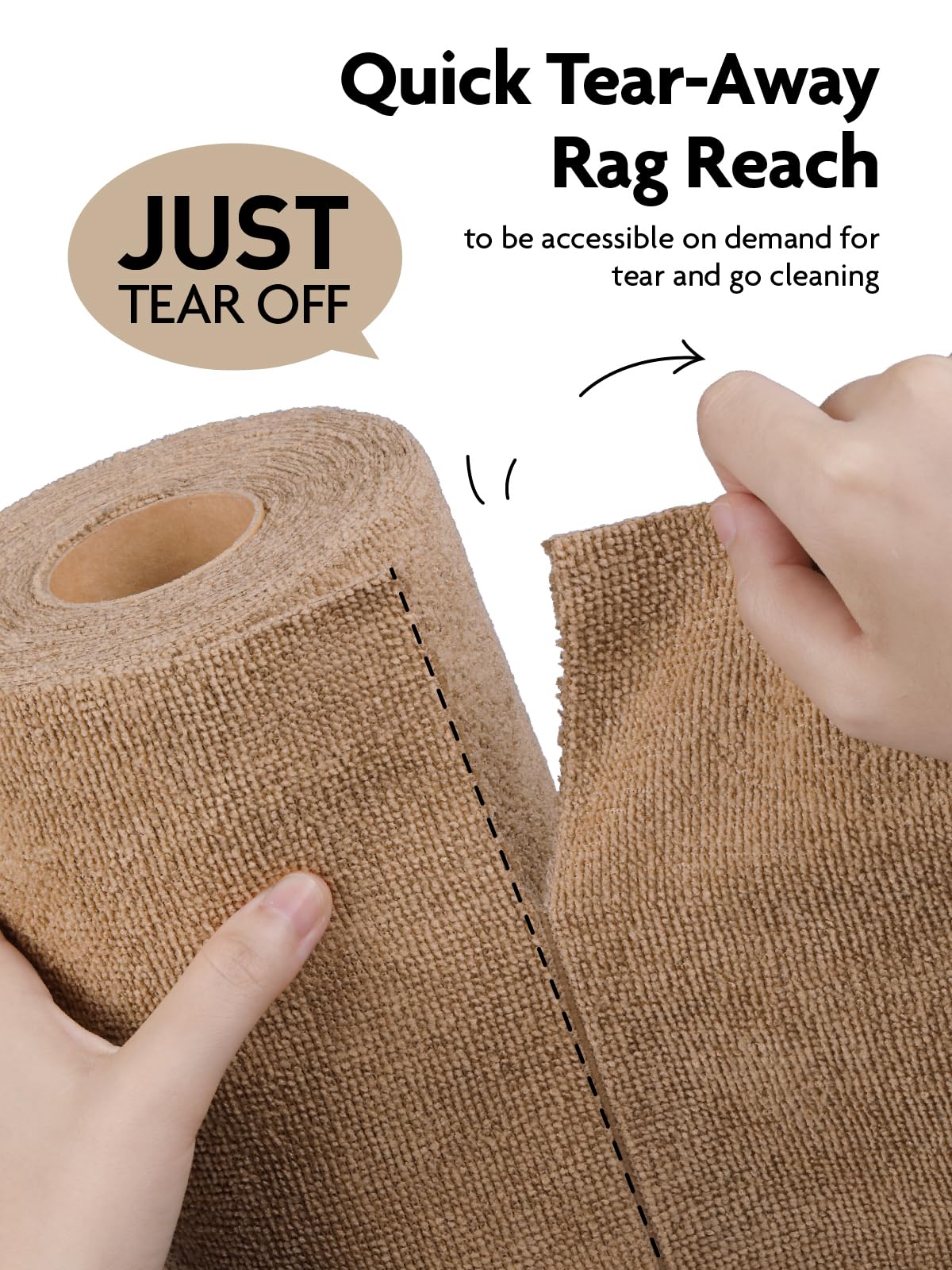 60 Pack Microfiber on a Roll Tear-Away Cleaning Towels, Reusable and Washable Cloths, for Car (Beige, Tan)