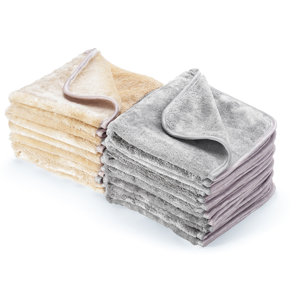 Coral Fleece 700GSM 12pcs Microfiber Cleaning Towels(Grey+Yellow)