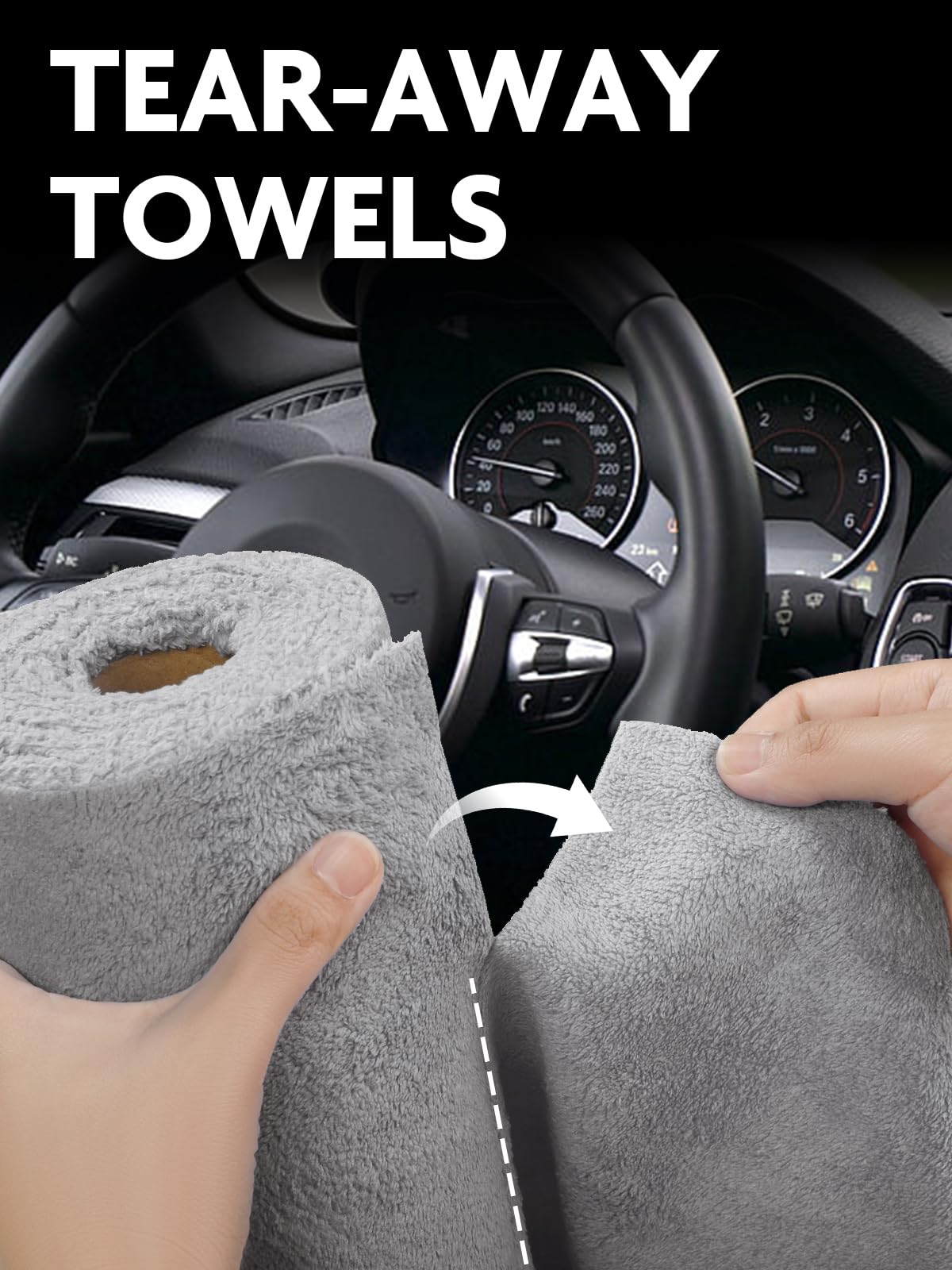 20 Pack Tear-Away Microfiber Roll(Grey)