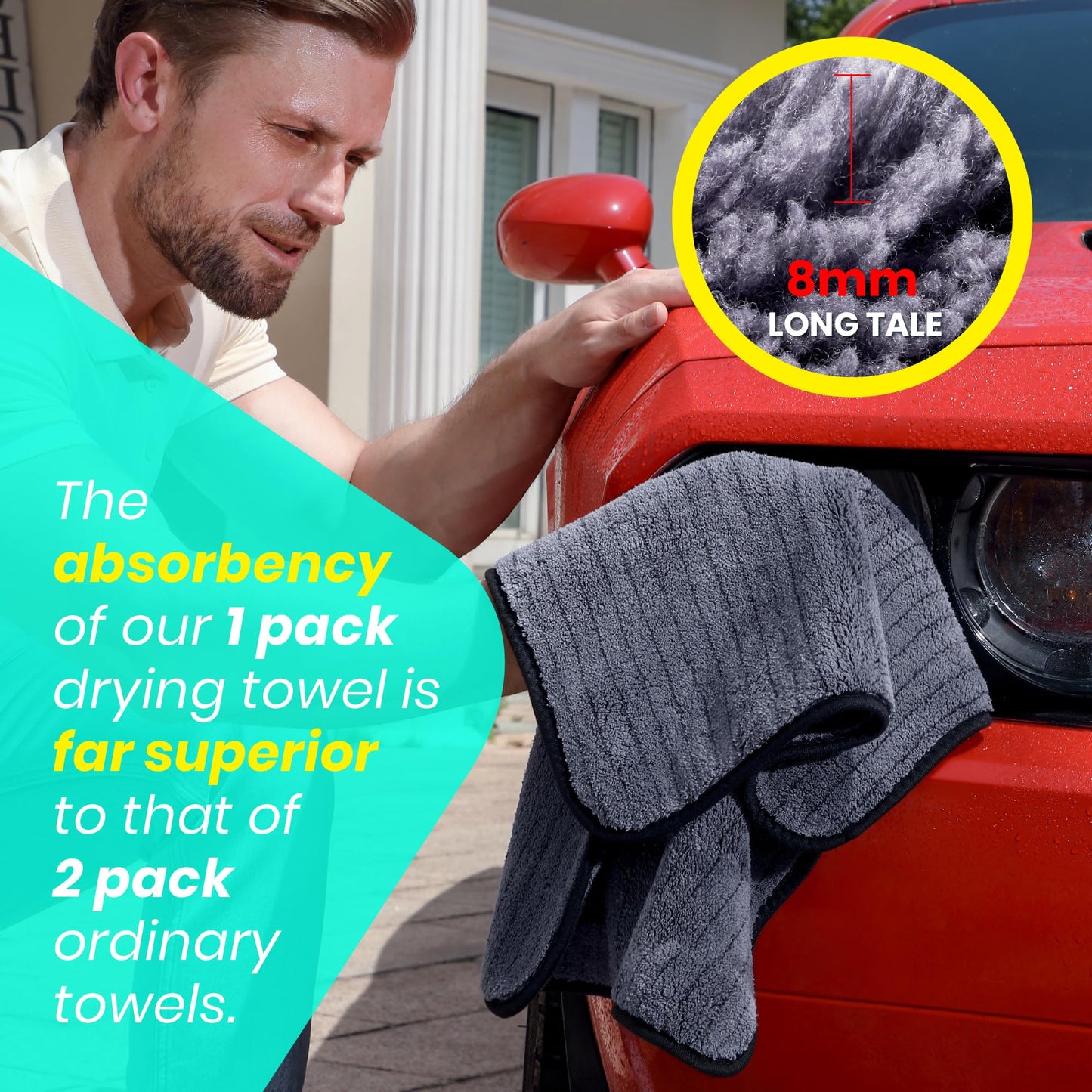 FantastiCLEAN 2 Pack Reusable and Washable Cloths Microfiber Cleaning Cloth- Car Drying Towels(Grey)