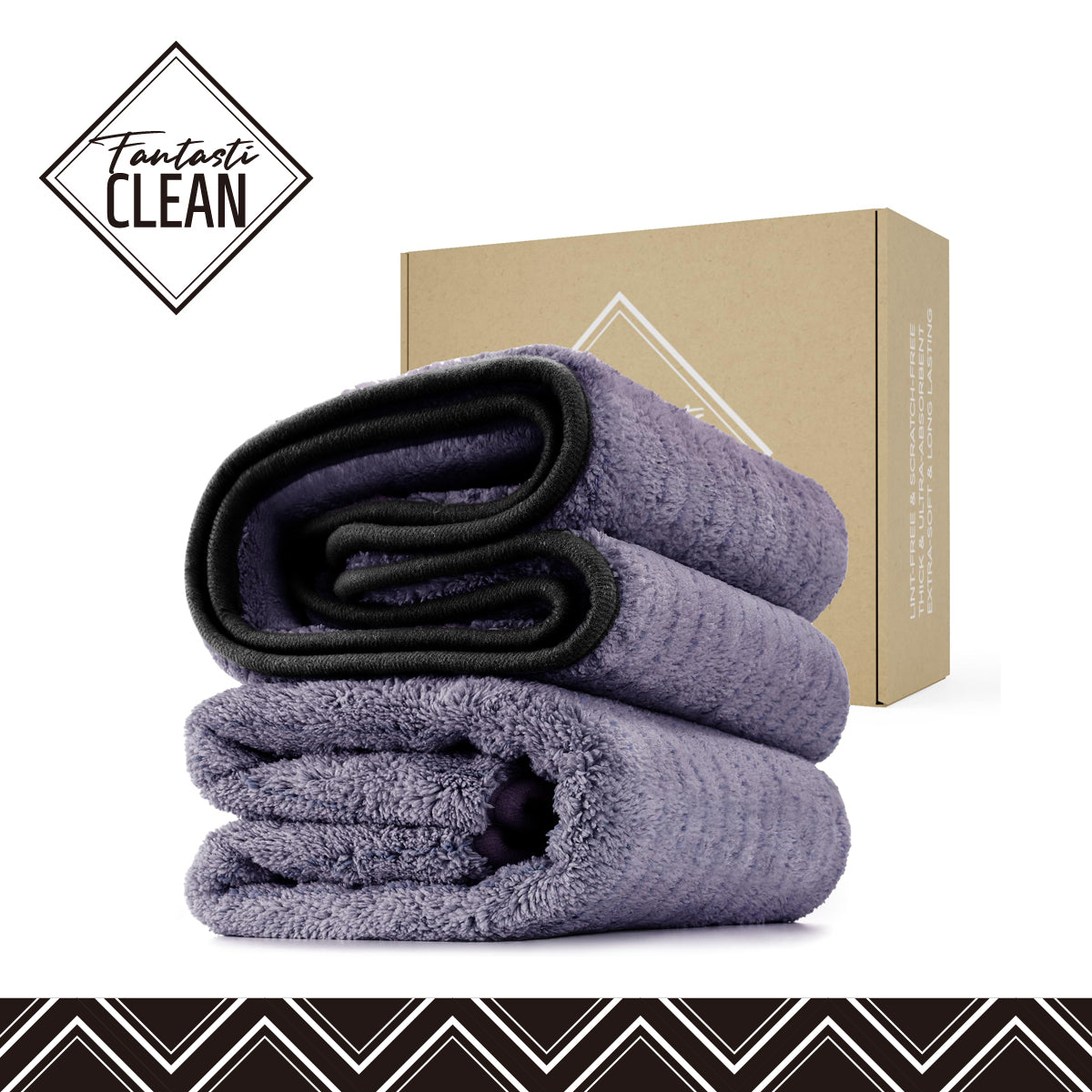 FantastiCLEAN 2 Pack Reusable and Washable Cloths Microfiber Cleaning Cloth- Car Drying Towels(Grey)