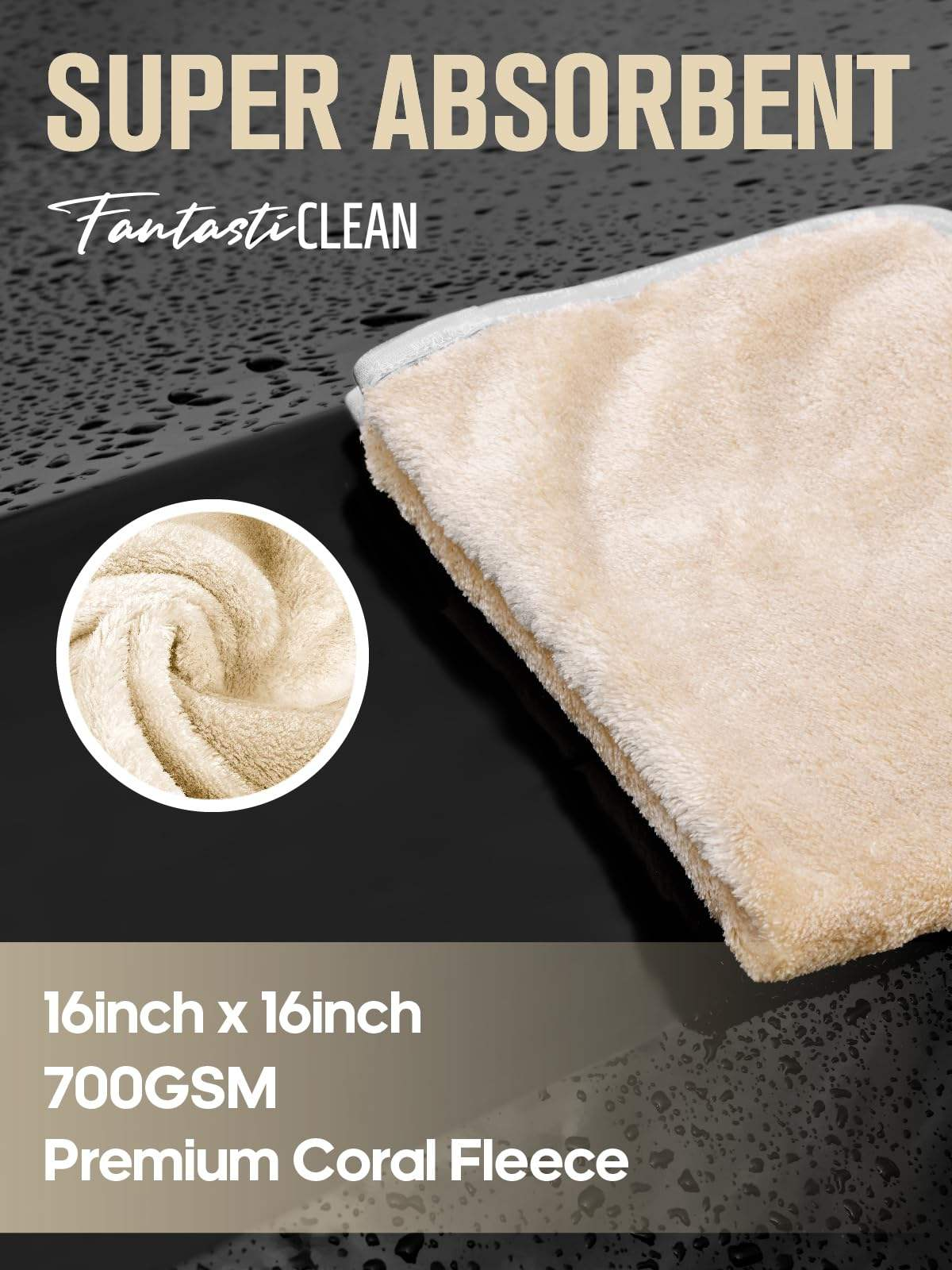 FantastiCLEAN 900GSM Reusable and Washable Cloths Microfiber Cleaning Cloth- Car Drying Towels(CMGY)