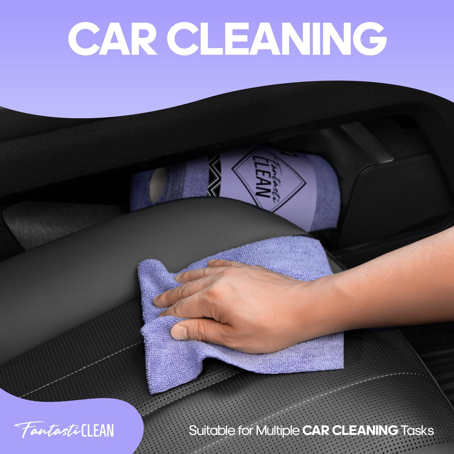 60-Pack 8x8 Inch Microfiber on a Roll Tear-Away Cleaning Towels for Car, House(Purple)