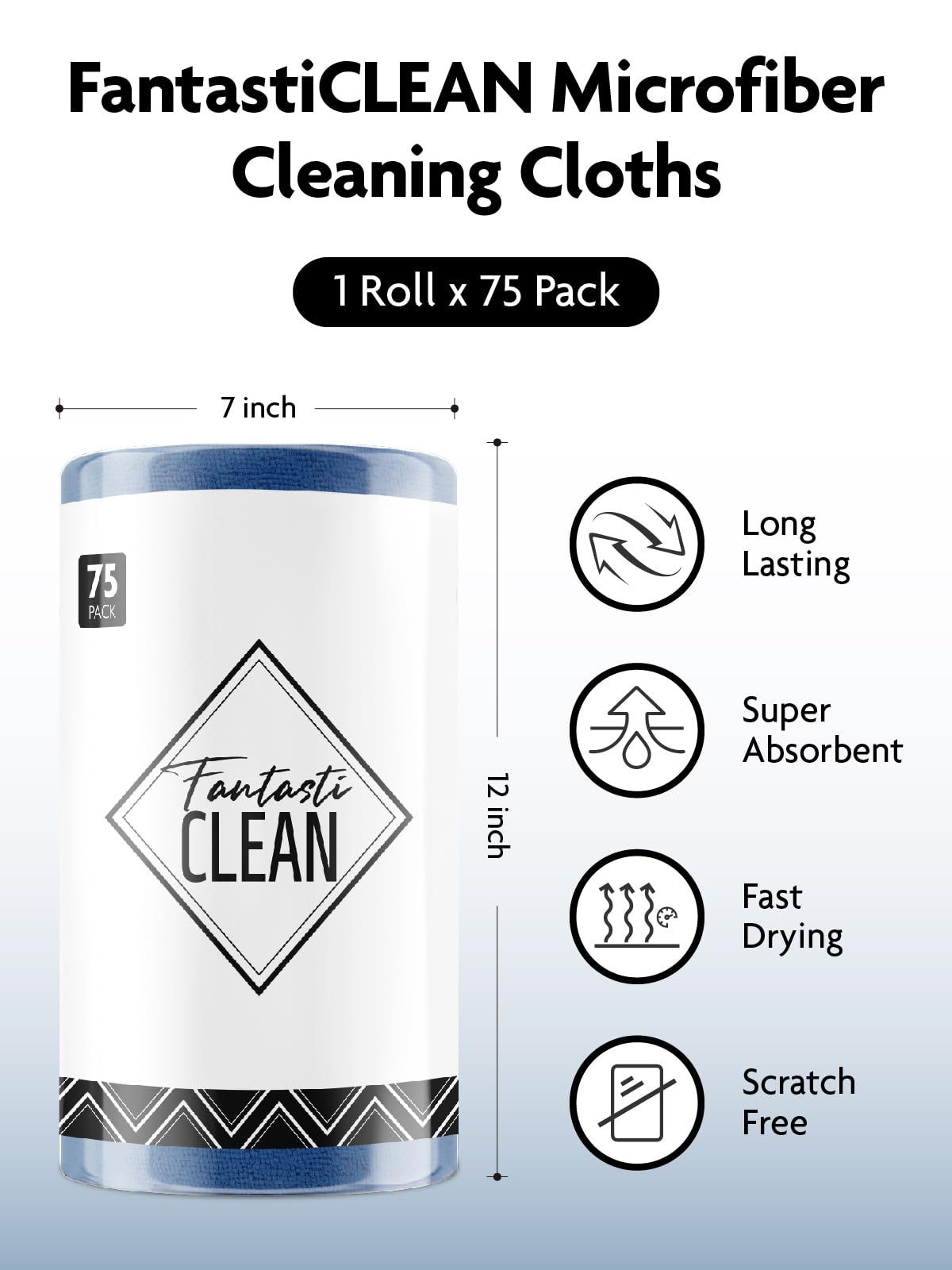 Microfiber on a Roll Tear-Away Cleaning Towels, Reusable and Washable Cloths, for Car, House
