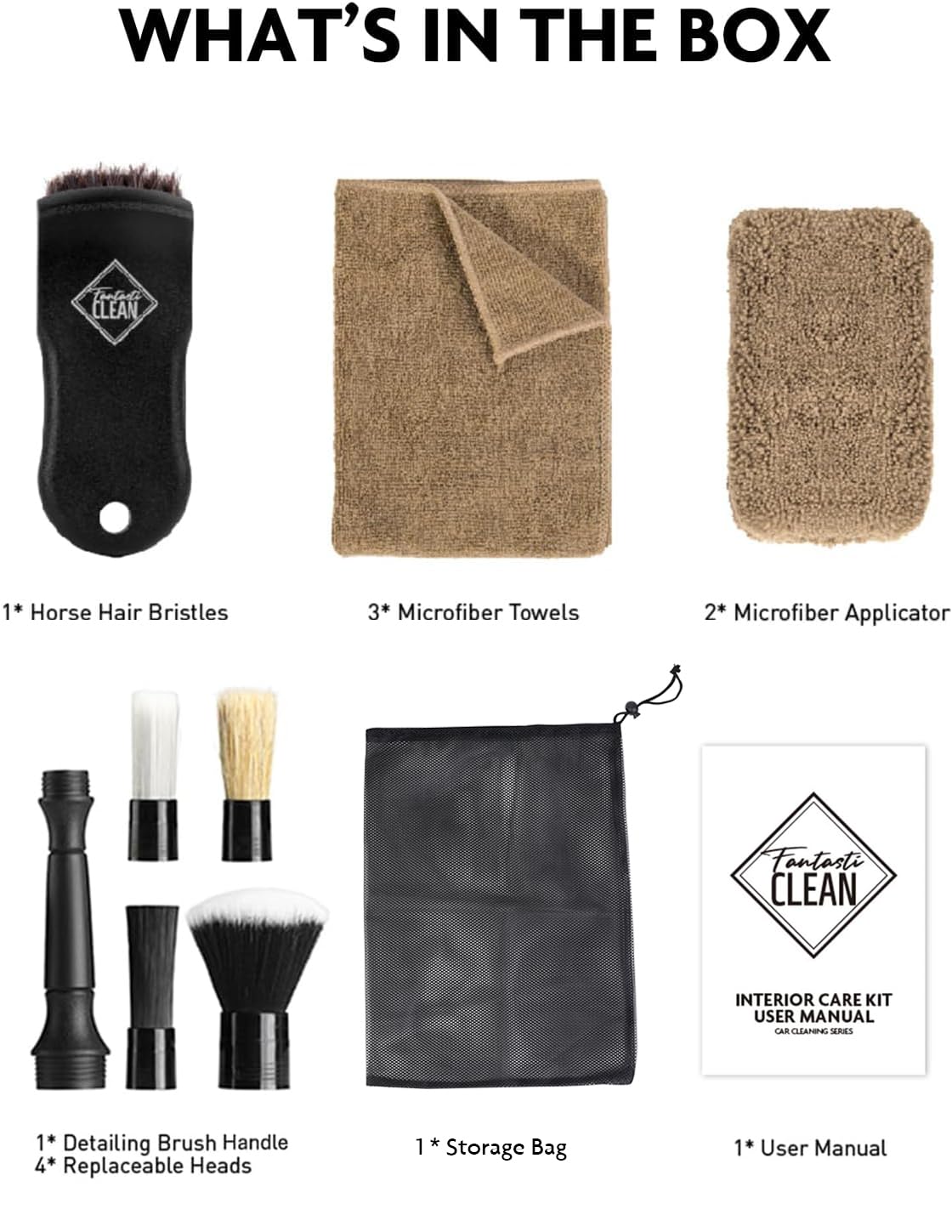 9-Piece Car Interior Detailing Kit - Leather Care & Cleaning Set