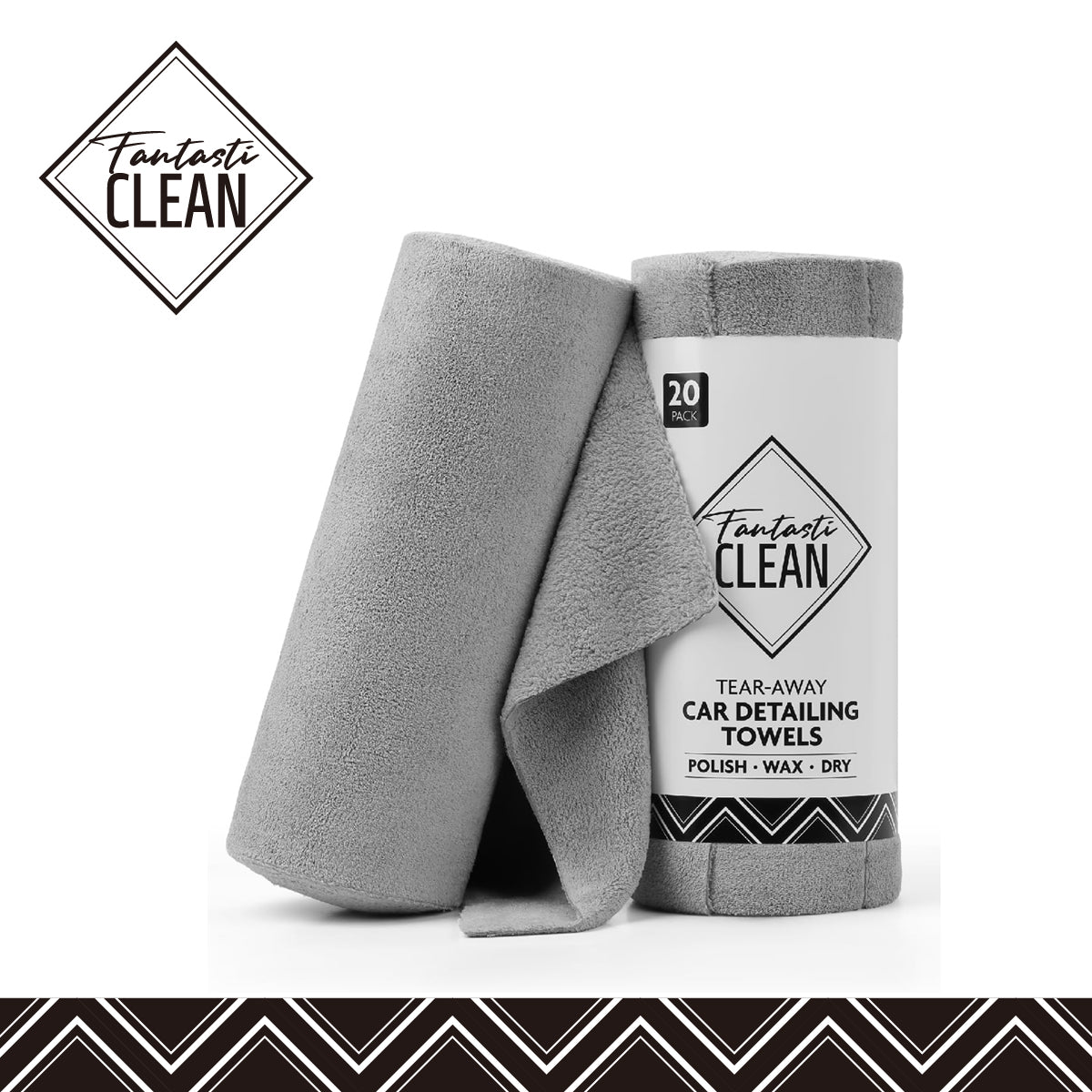 20 Pack Tear-Away Microfiber Roll(Grey)