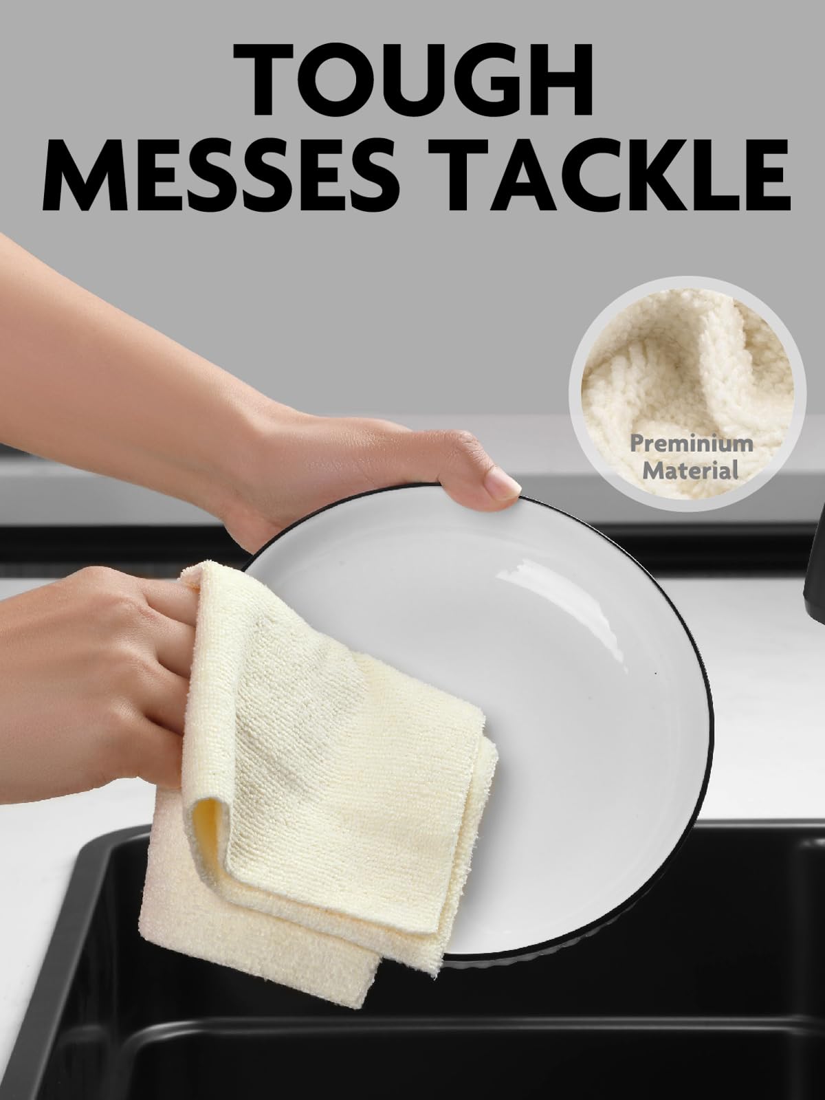 40 Pack Microfiber on a Roll Tear-Away Cleaning Towels, Reusable and Washable Cloths, for Car （2 Rolls of Beige and Mossgreen）