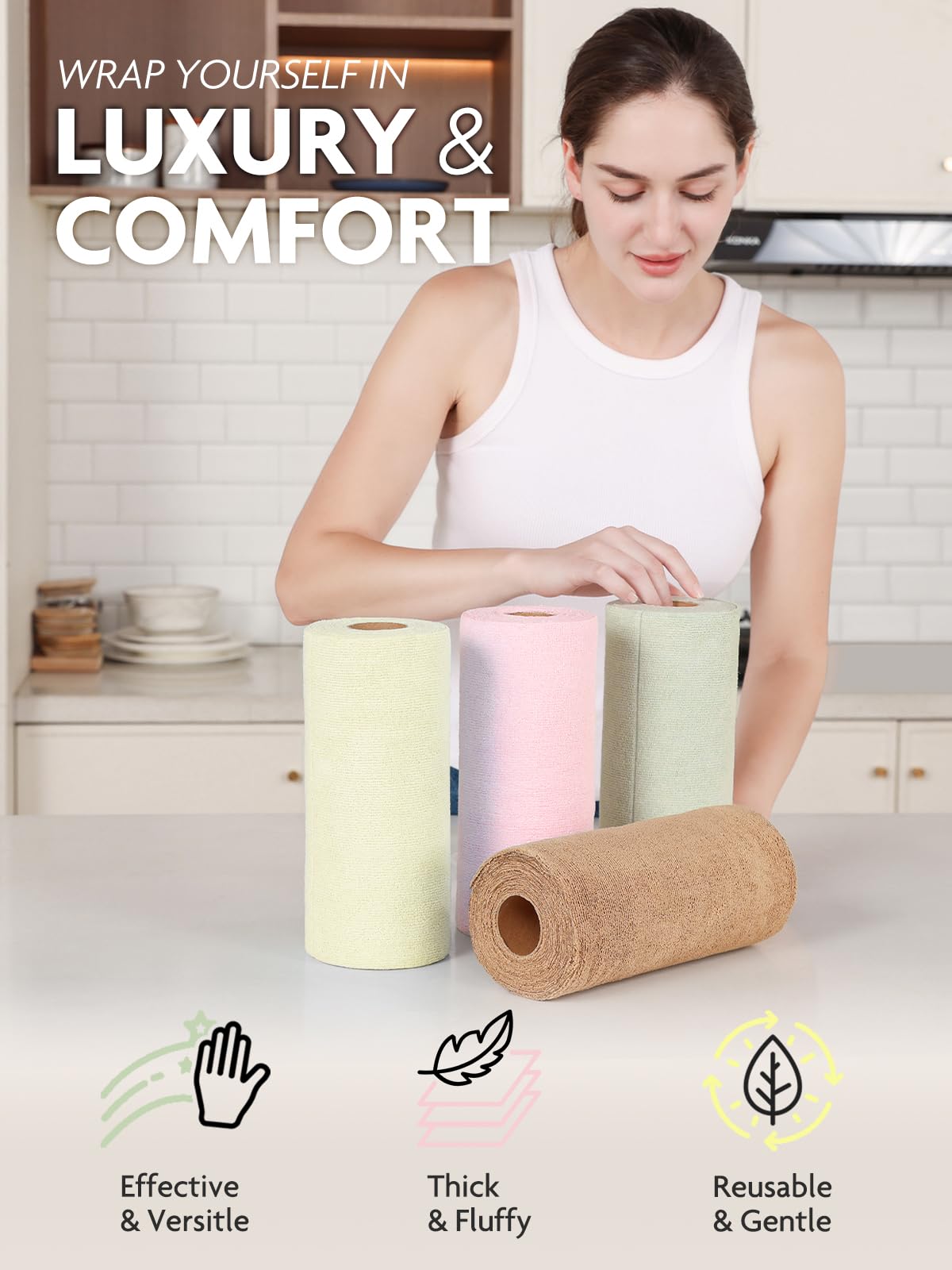 4-in-1 Neutral Eco-Bundle | 80 Reusable Tear-Away Towels - Warm & Earthy Mix