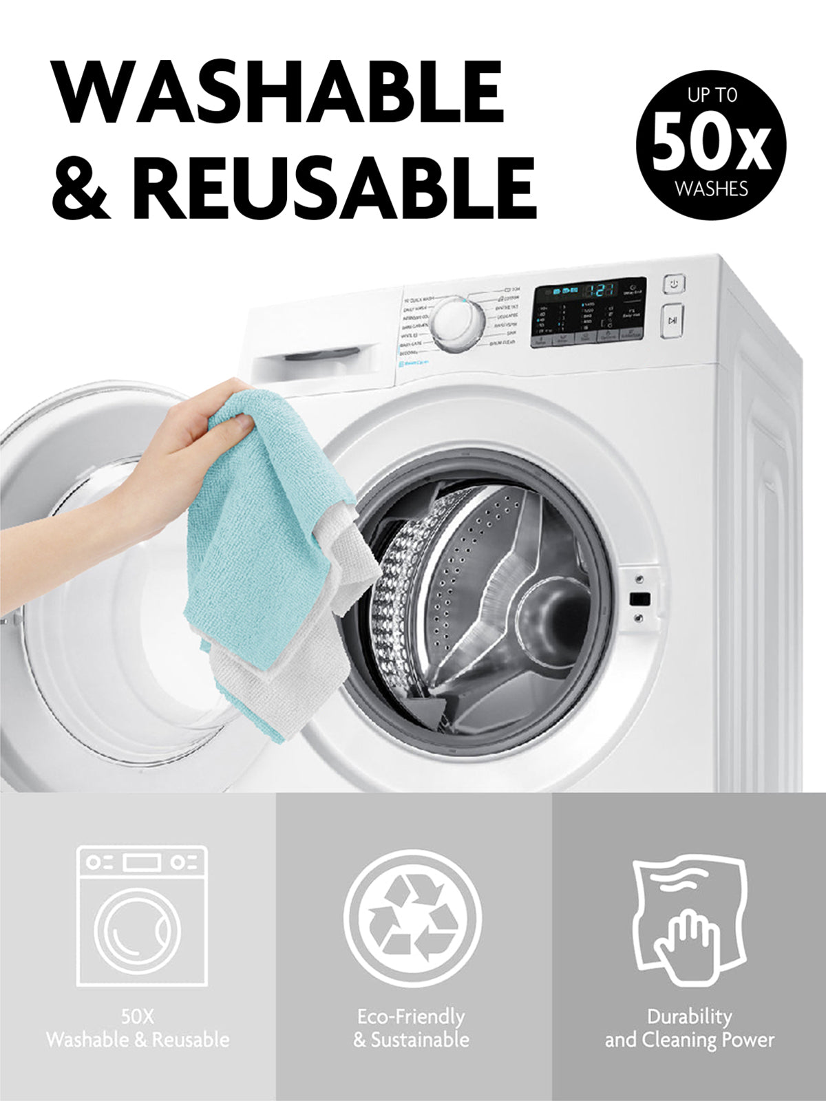 40 Pack Microfiber on a Roll Tear-Away Cleaning Towels, Reusable and Washable Cloths, for Car, House