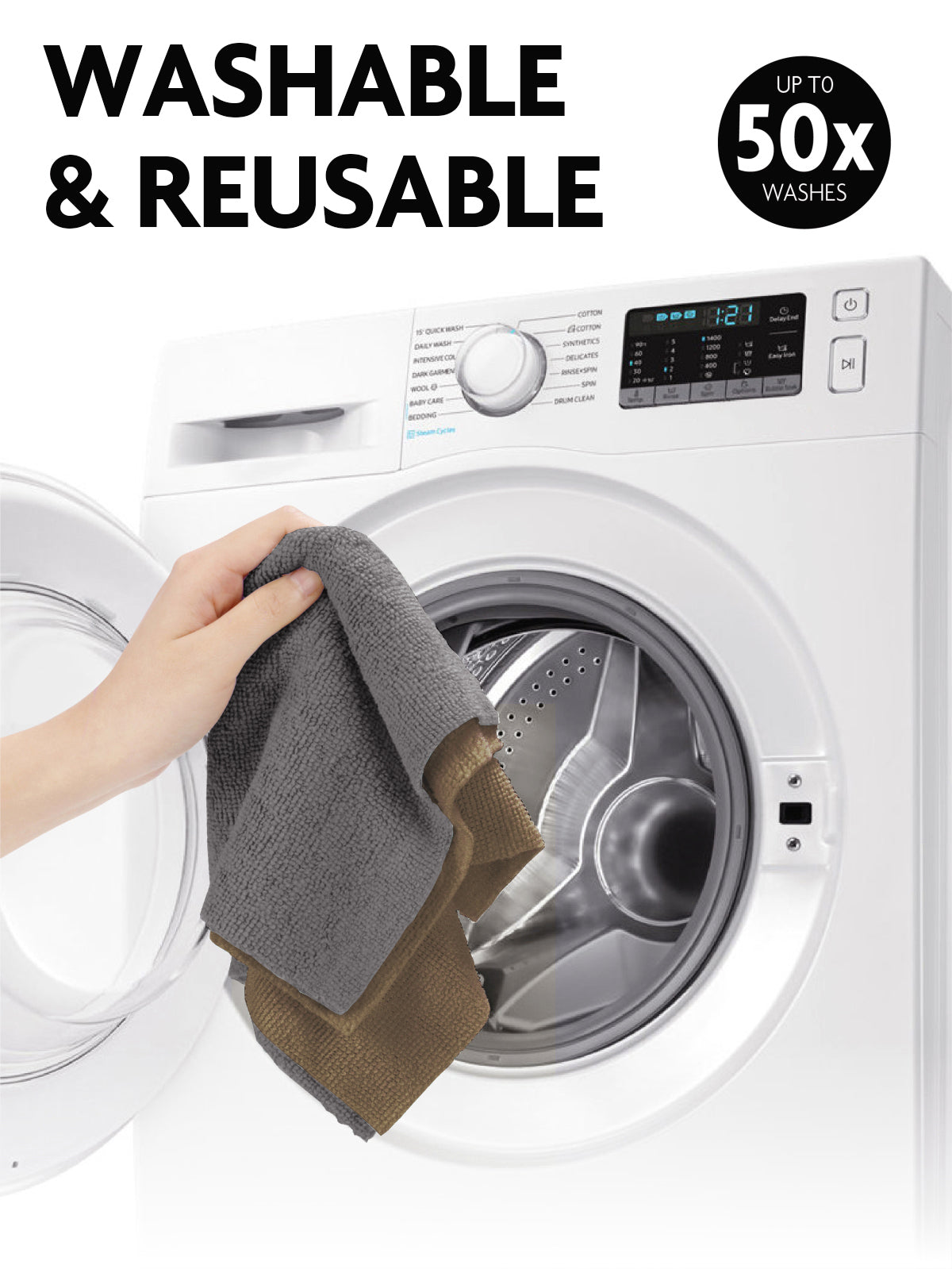 40 Pack Microfiber on a Roll Tear-Away Cleaning Towels, Reusable and Washable Cloths, for Car(TAN)