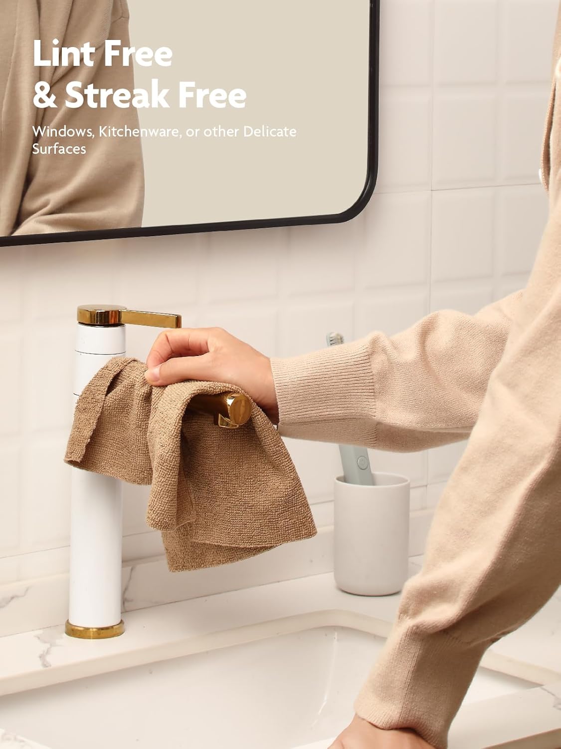 40 Pack Microfiber on a Roll Tear-Away Cleaning Towels, Reusable and Washable Cloths, for Car(TAN)