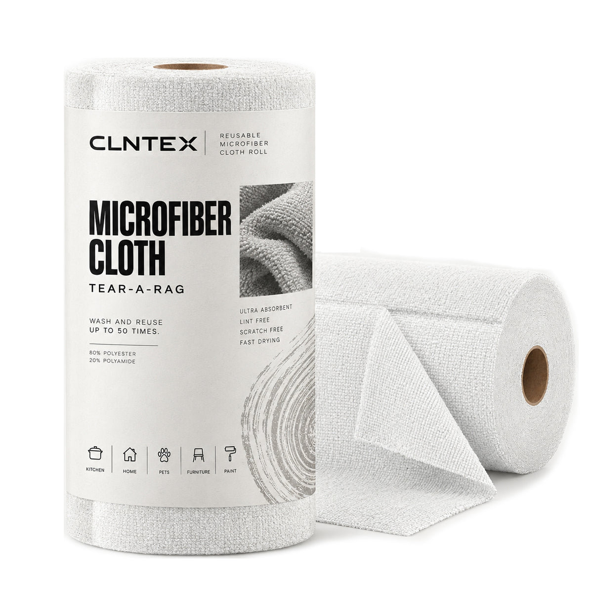 CLNTEX Reusable Microfiber Towel Roll (60 Sheets)