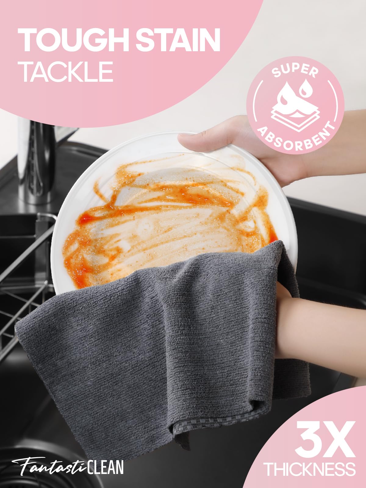 24 Pack Thick Dish Cloths Tear-Away Cleaning Towels for Car, House