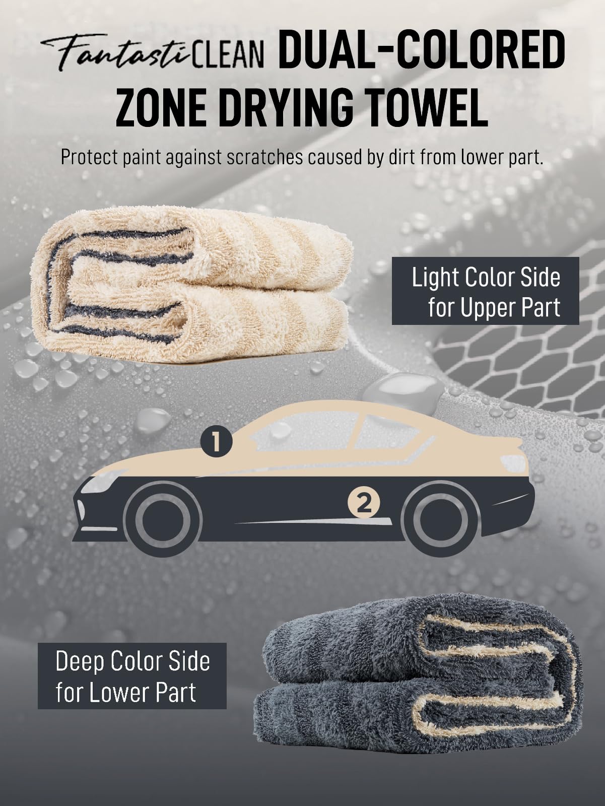Fantasticlean 2 Pack-Premium Large Car Drying Towel- 26‘’ by 20''