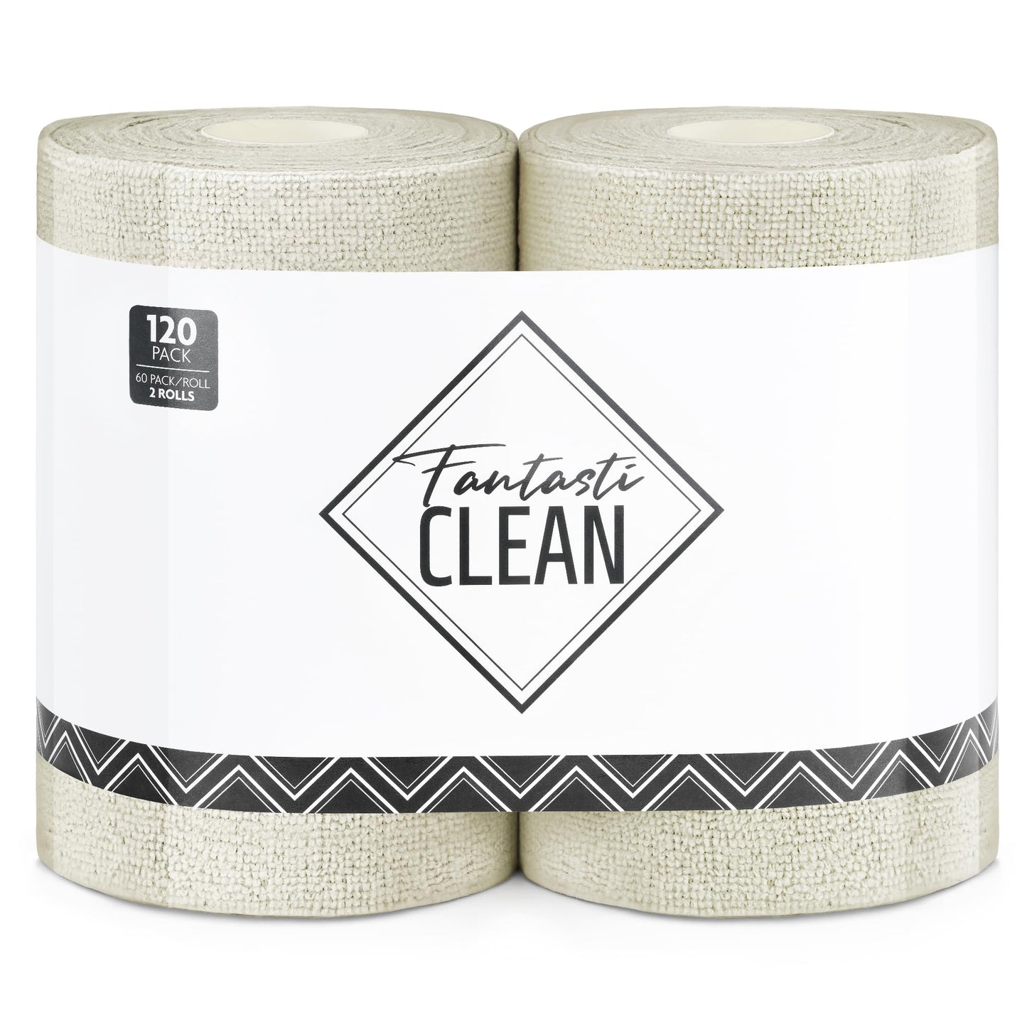 120-Pack 8x8 Inch Microfiber Cleaning Cloth Roll Tear Away Paperless Towels（Off-White）