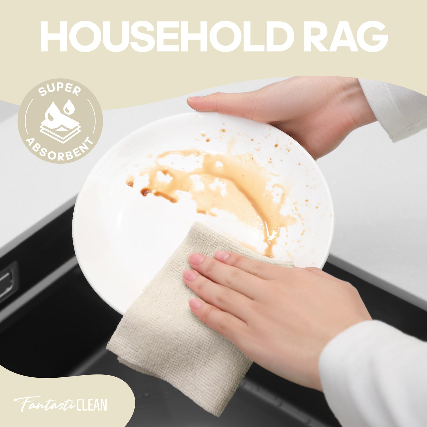 120-Pack 8x8 Inch Microfiber Cleaning Cloth Roll Tear Away Paperless Towels（Off-White）