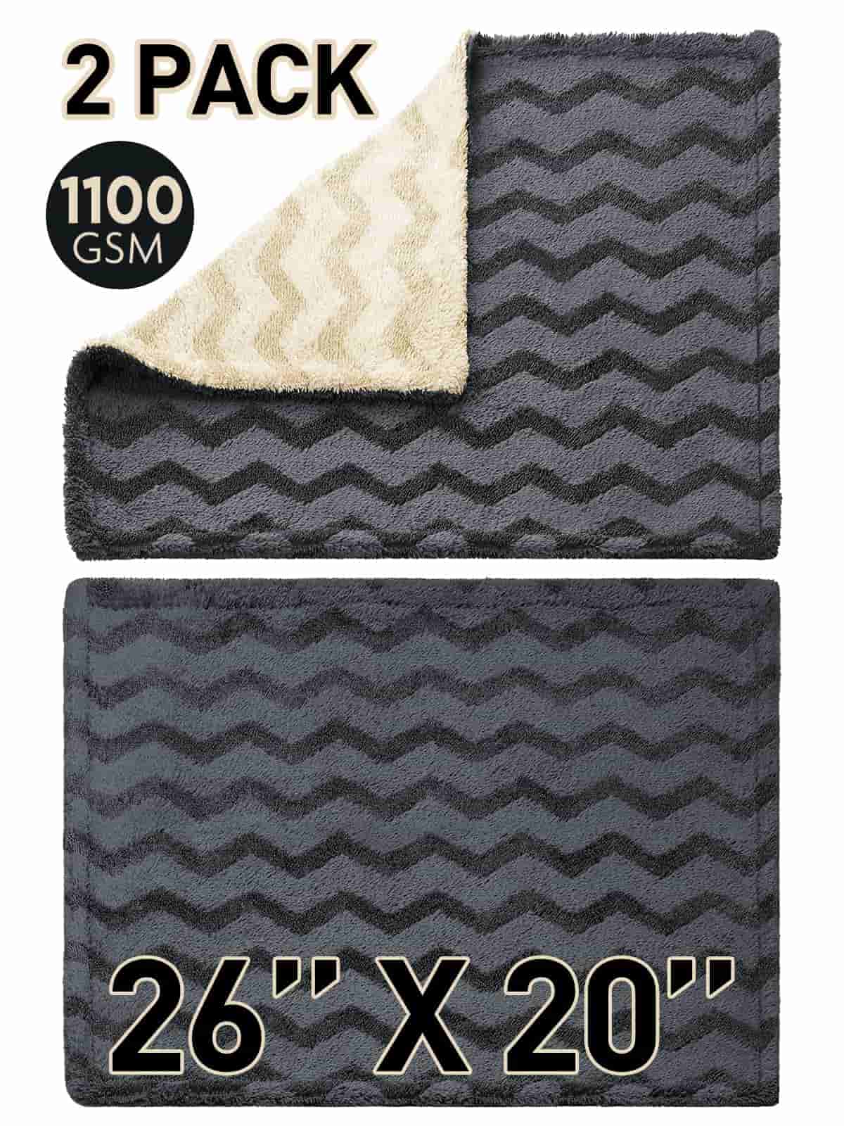 FantastiCLEAN Premium Large Car Drying Towel 2-Pack - 26"x20" 1100GSM Dual-Sided