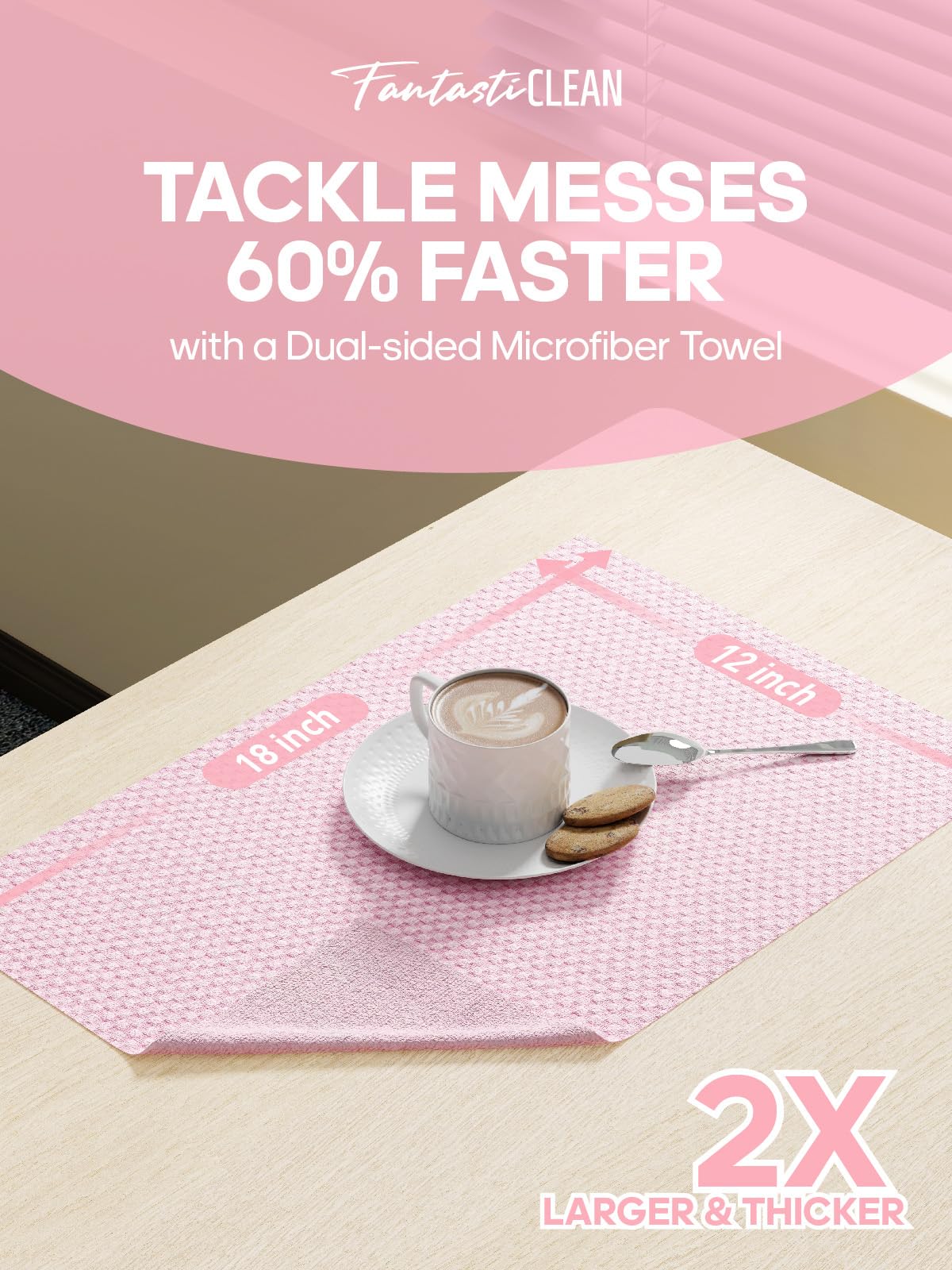 36 Pack Microfiber on a Roll Tear-Away Cleaning Towels for Car, House（Pink）