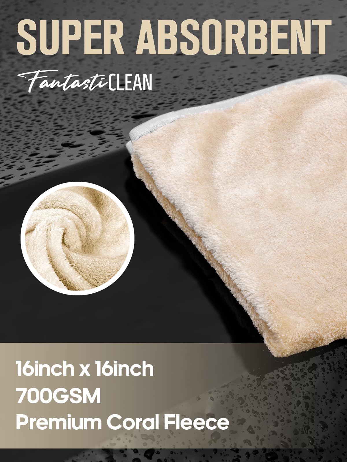 6Pack 700GSM Reusable and Washable Cloths Microfiber Cleaning Cloth- Car Drying Towels（CMGY）