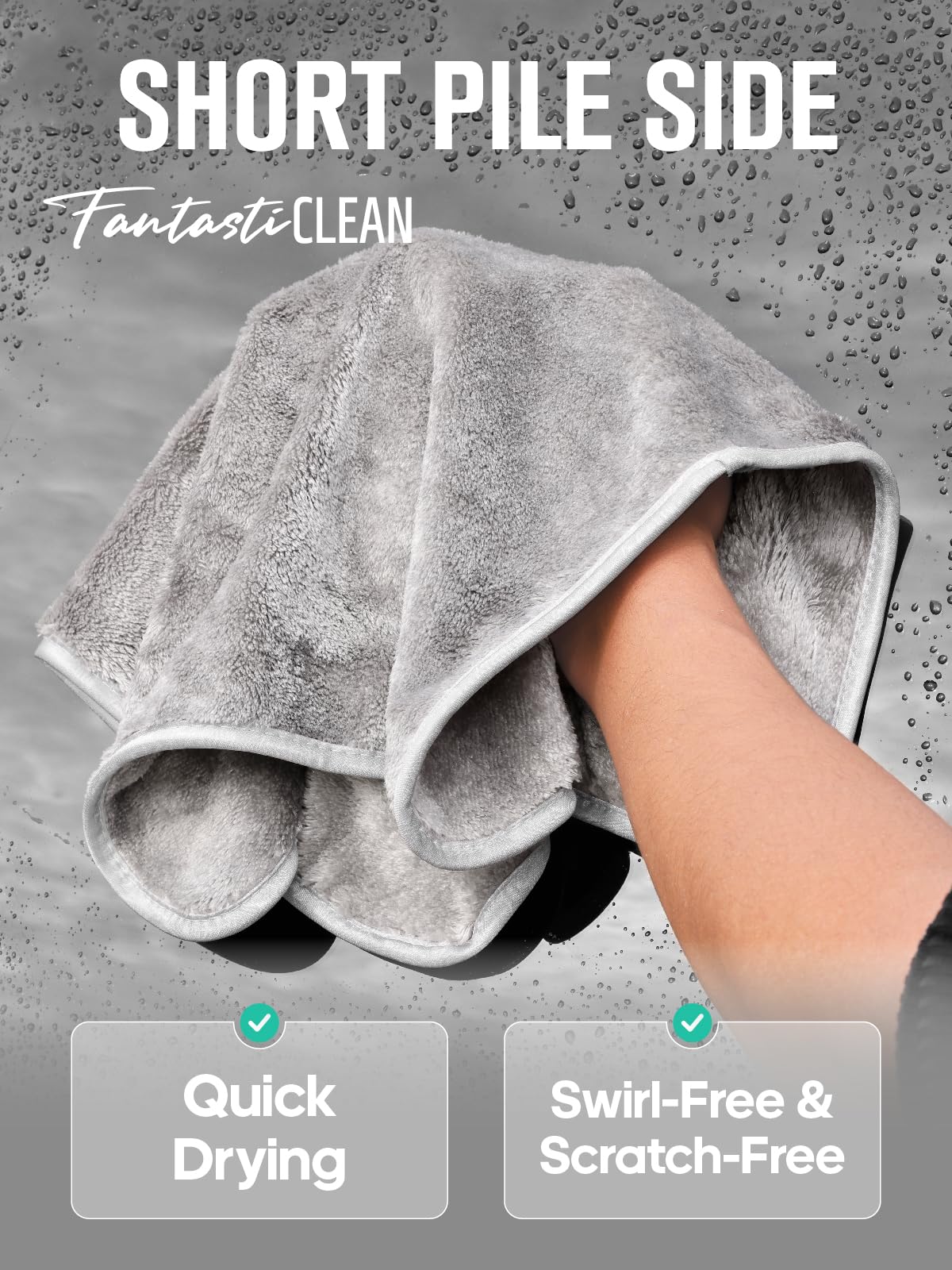 700GSM Coral Fleece Microfiber Car Cleaning Towels - 6 Pack(Grey and Camel)