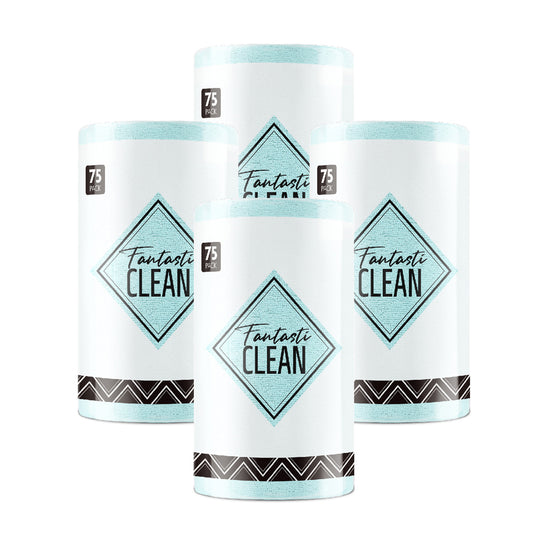 4Pcs Microfiber on a Roll Tear-Away Cleaning Towels, Reusable and Washable Cloths, for Car, House(Blue)