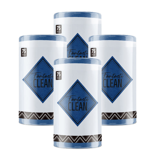 4Pcs Microfiber on a Roll Tear-Away Cleaning Towels, Reusable and Washable Cloths, for Car, House(Navy Blue)