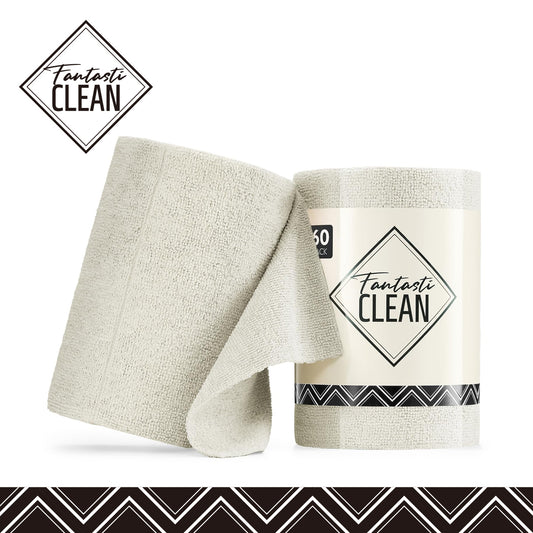 60-Pack 8x8 Inch Microfiber on a Roll Tear-Away Cleaning Towels for Car, House（White）