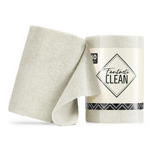 60-Pack 8x8 Inch Microfiber on a Roll Tear-Away Cleaning Towels for Car, House（White）