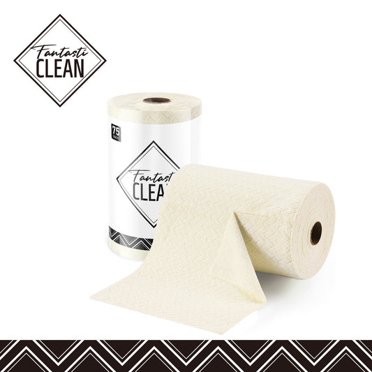 75 Pack 200gsm Tear Away Towels Microfiber Cleaning Cloth Roll Ripple Patterns, Reusable and Washable Cloths, for Car, House