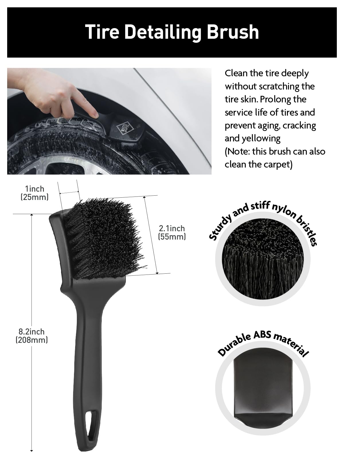 7PCS Car Cleaning Set for Soft-bristled Rims Brush Auto Detailing Brush Set