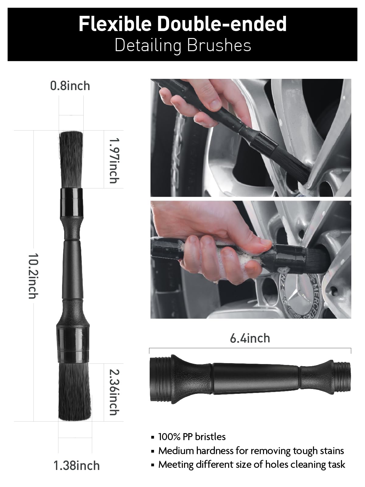 7PCS Car Cleaning Set for Soft-bristled Rims Brush Auto Detailing Brush Set