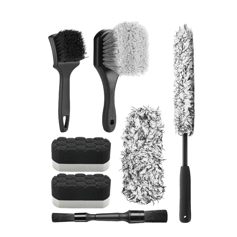 7-Piece Premium Car Detailing Brush Kit - Soft Bristle Cleaning Set