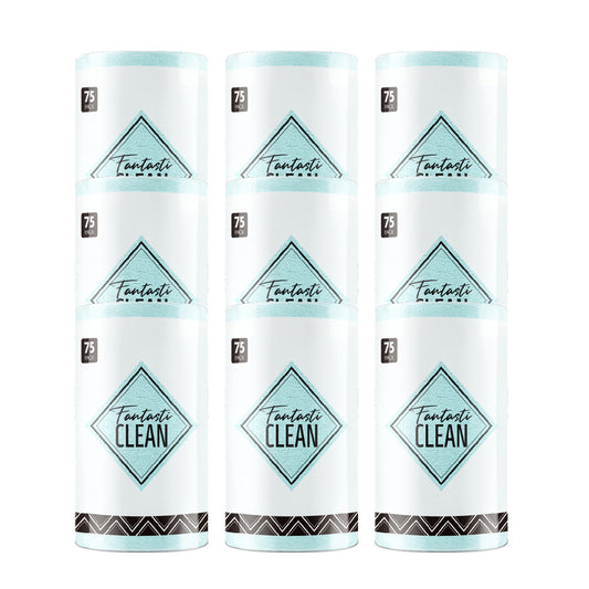 9Pcs Microfiber on a Roll Tear-Away Cleaning Towels, Reusable and Washable Cloths for Car, House(Blue)