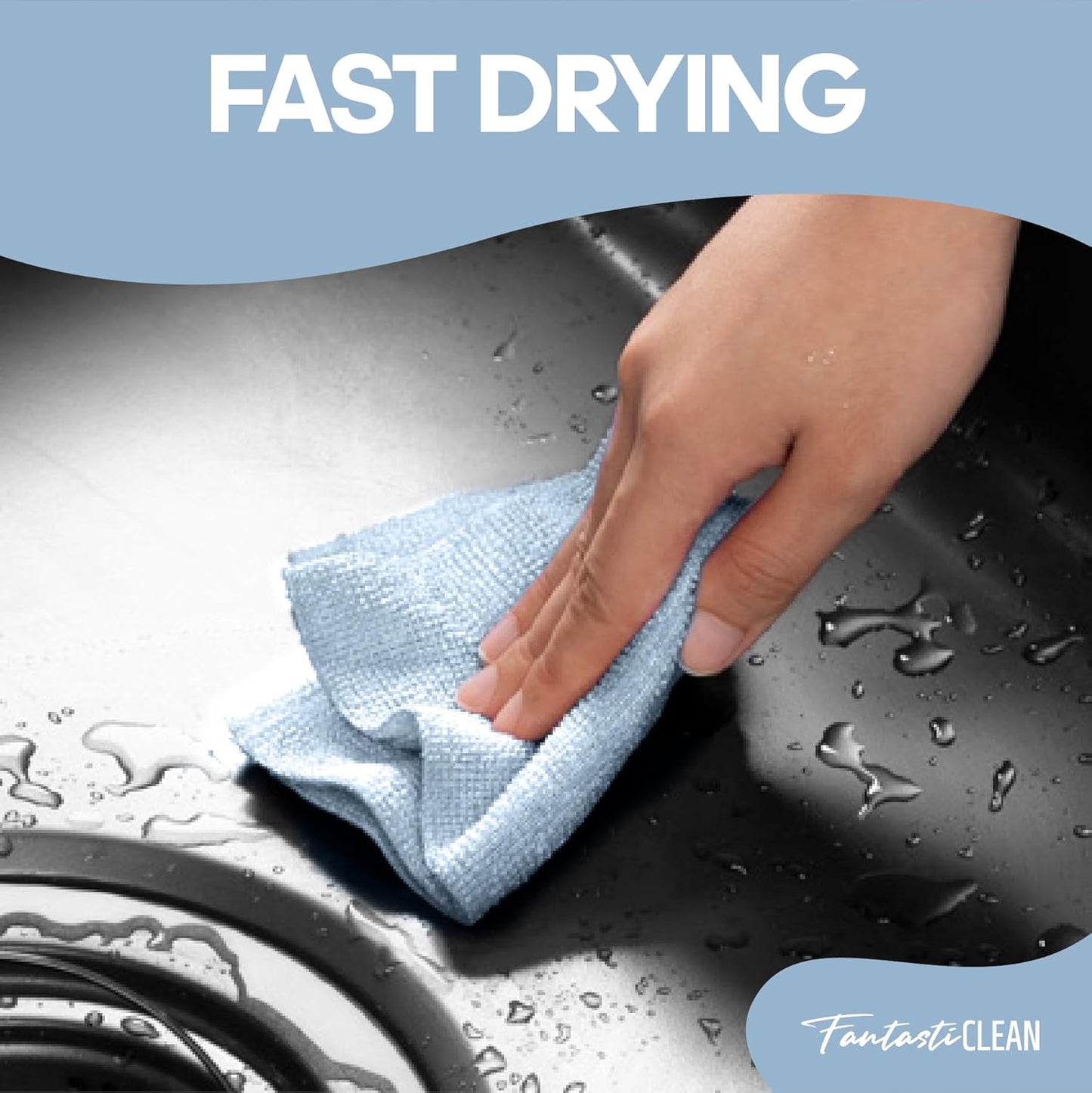 60 Pack Tear-Away Reusable Microfiber Towel Roll - Washable Kitchen Paper Towel Alternative Cleaning Rags (8"x8", Baby Blue)