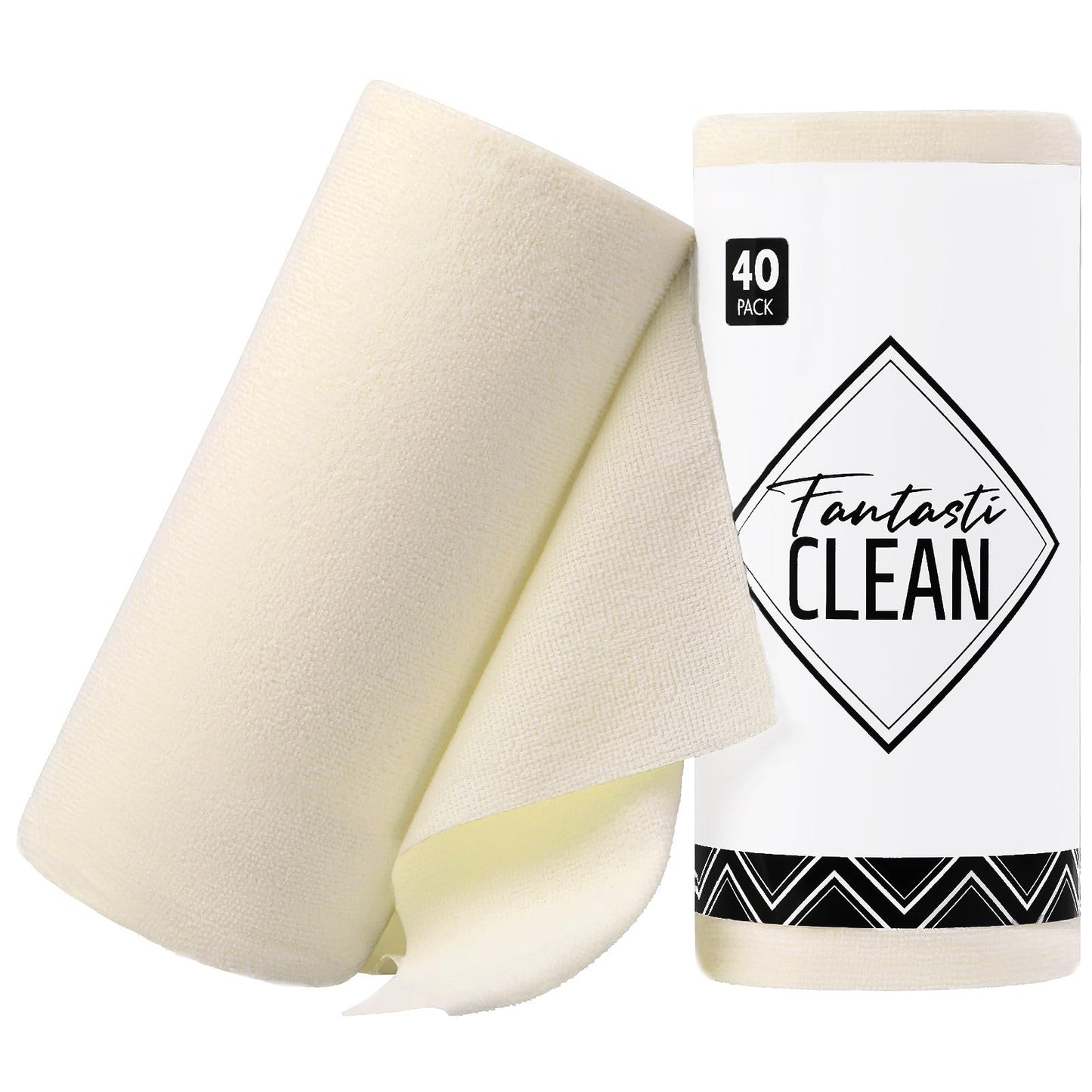 40 Pack Microfiber Cleaning Cloth Roll Tear Away Microfiber Towels 12" x 12"(Beige)