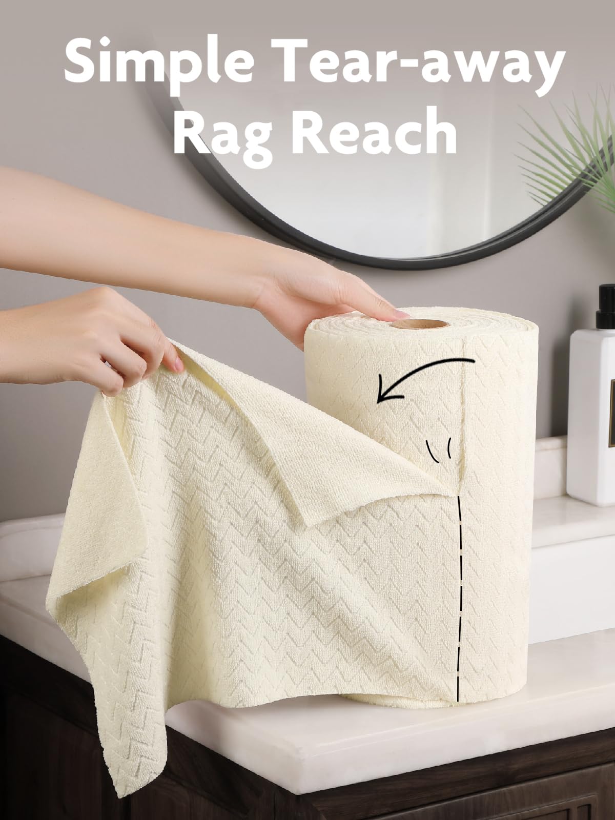75 Pack 200gsm Tear Away Towels Microfiber Cleaning Cloth Roll Ripple Patterns, Reusable and Washable Cloths, for Car, House