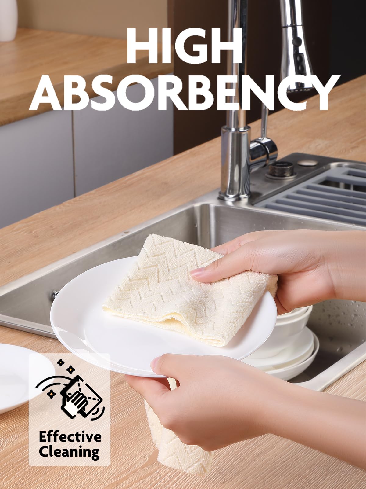 75 Pack 200gsm Tear Away Towels Microfiber Cleaning Cloth Roll Ripple Patterns, Reusable and Washable Cloths, for Car, House