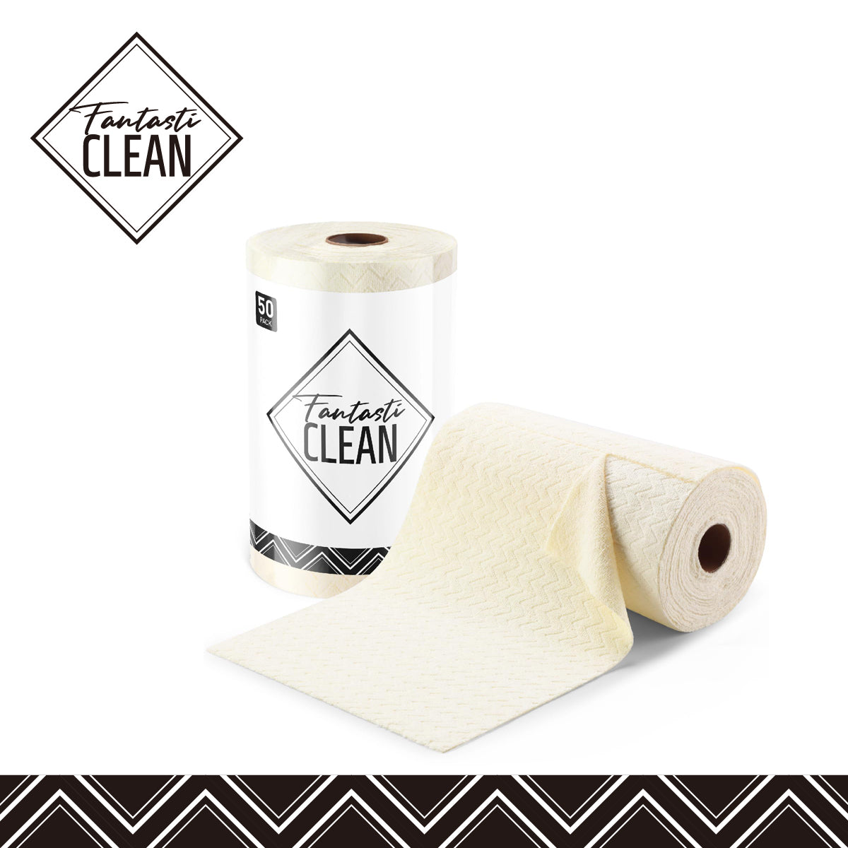 50 Pack 200gsm Tear Away Towels Microfiber Cleaning Cloth Roll Ripple Patterns, Reusable and Washable Cloths, for Car, House