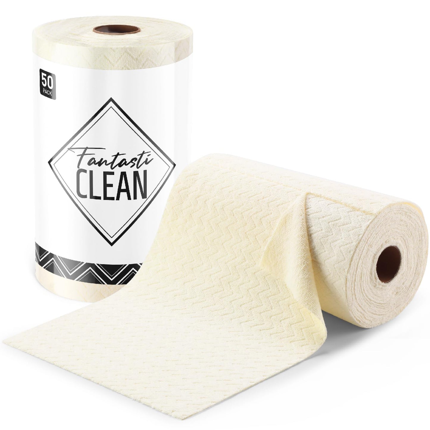 50 Pack 200gsm Tear Away Towels Microfiber Cleaning Cloth Roll Ripple Patterns, Reusable and Washable Cloths, for Car, House