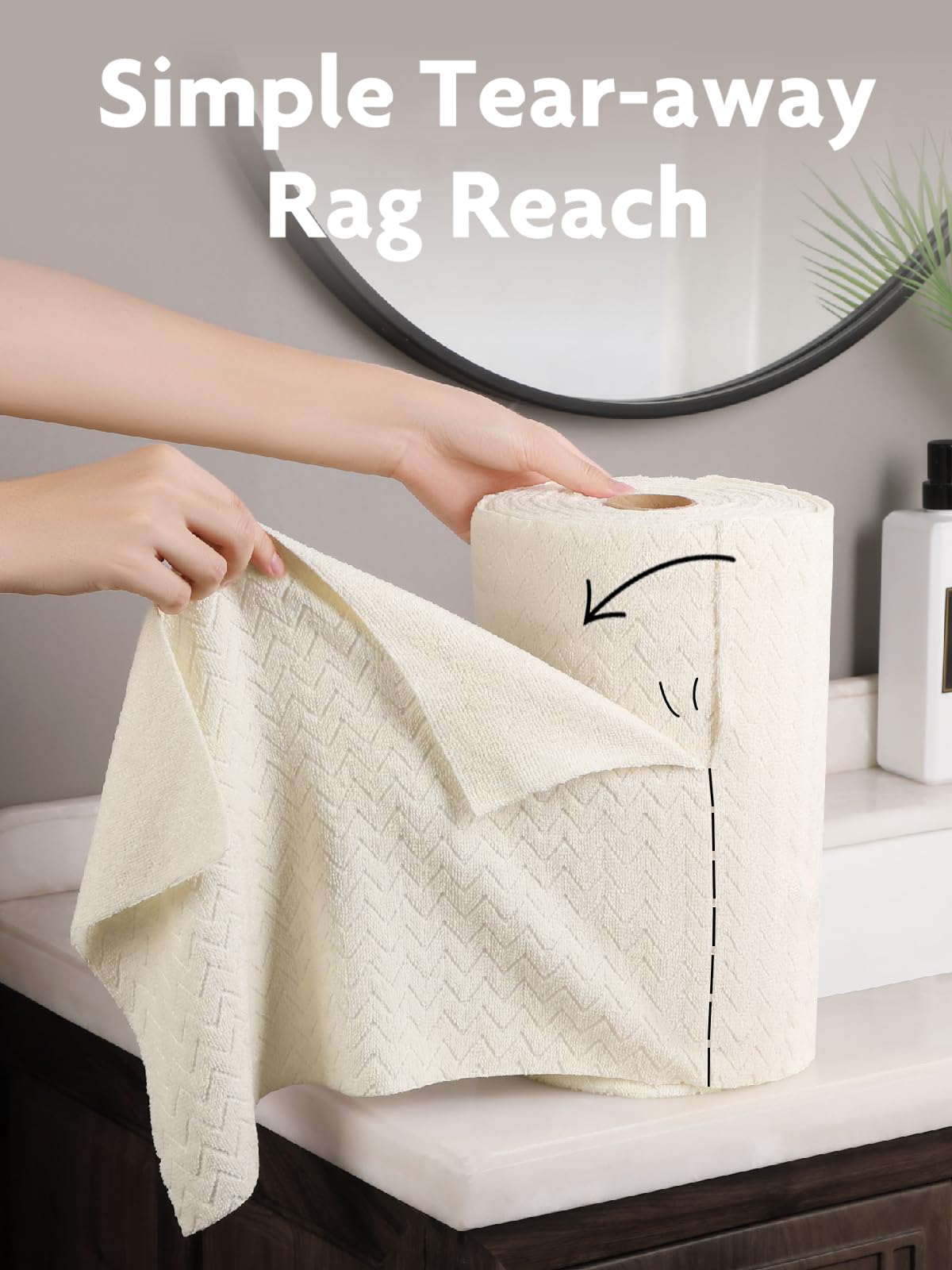 50 Pack 200gsm Tear Away Towels Microfiber Cleaning Cloth Roll Ripple Patterns, Reusable and Washable Cloths, for Car, House