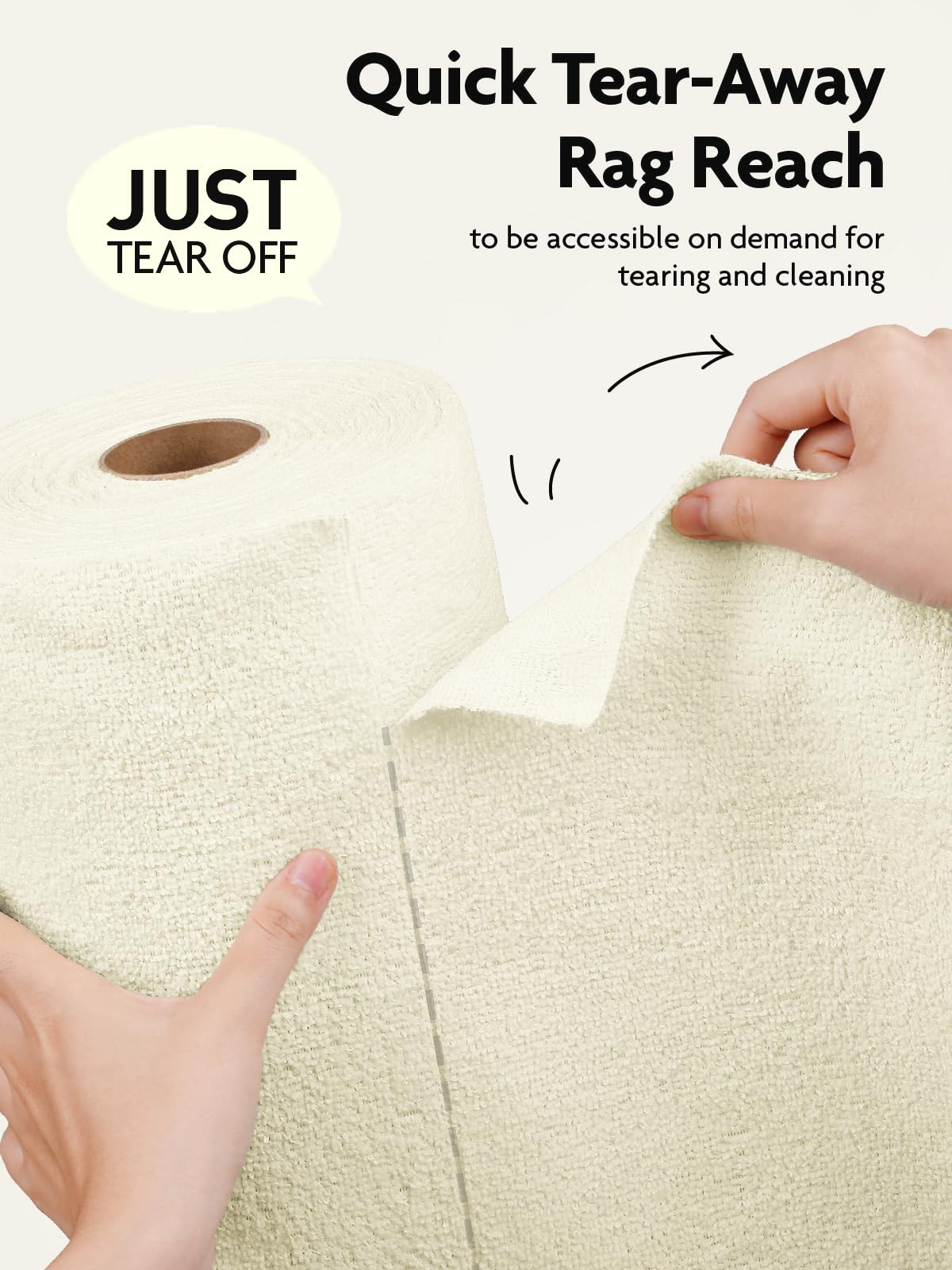 Microfiber Cleaning Cloth Roll -30 Pack Tear Away Microfiber Towels, 12" x 12"(Beige)