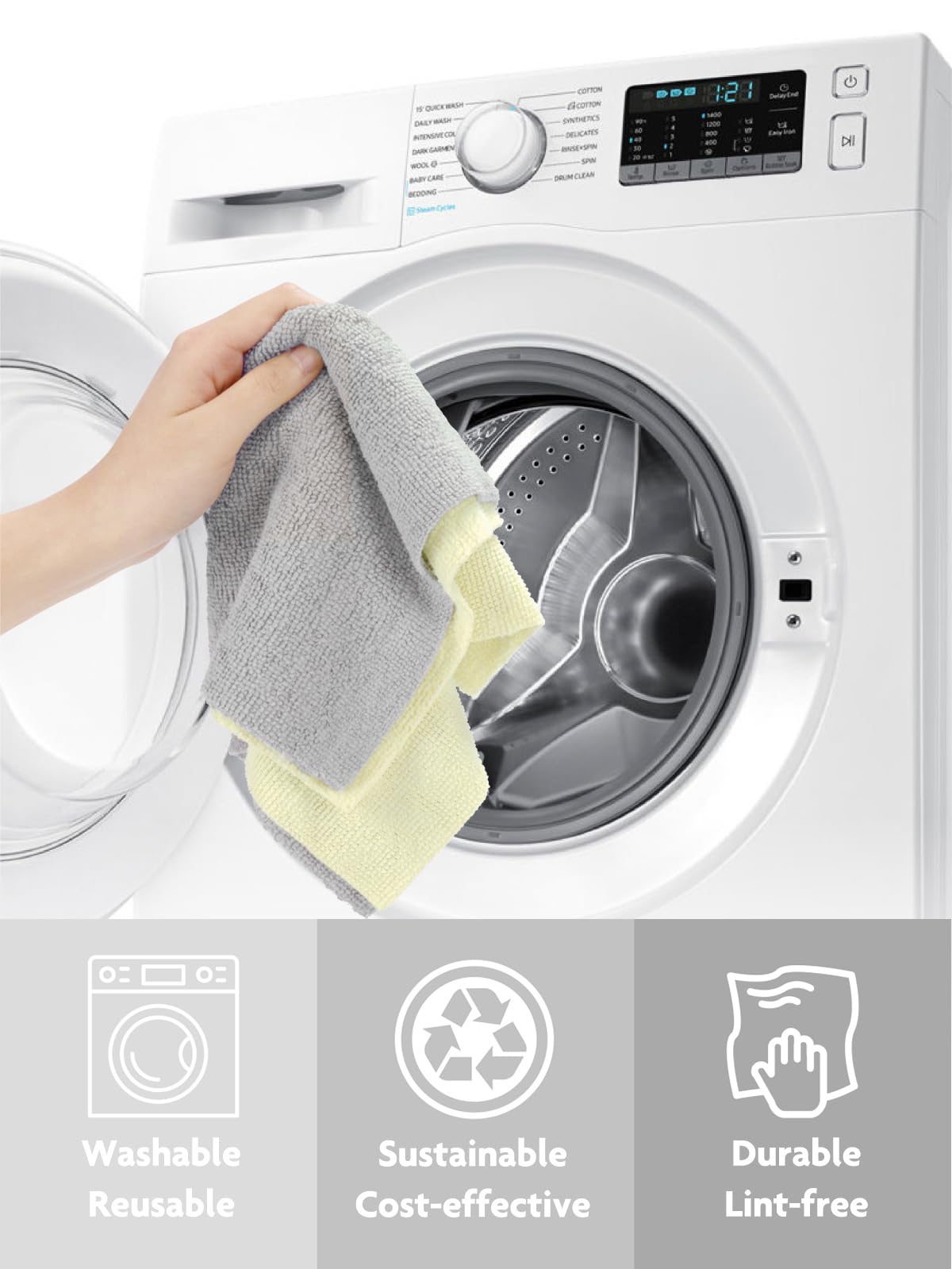 Microfiber Cleaning Cloth Roll -30 Pack Tear Away Microfiber Towels, 12" x 12"(Beige)