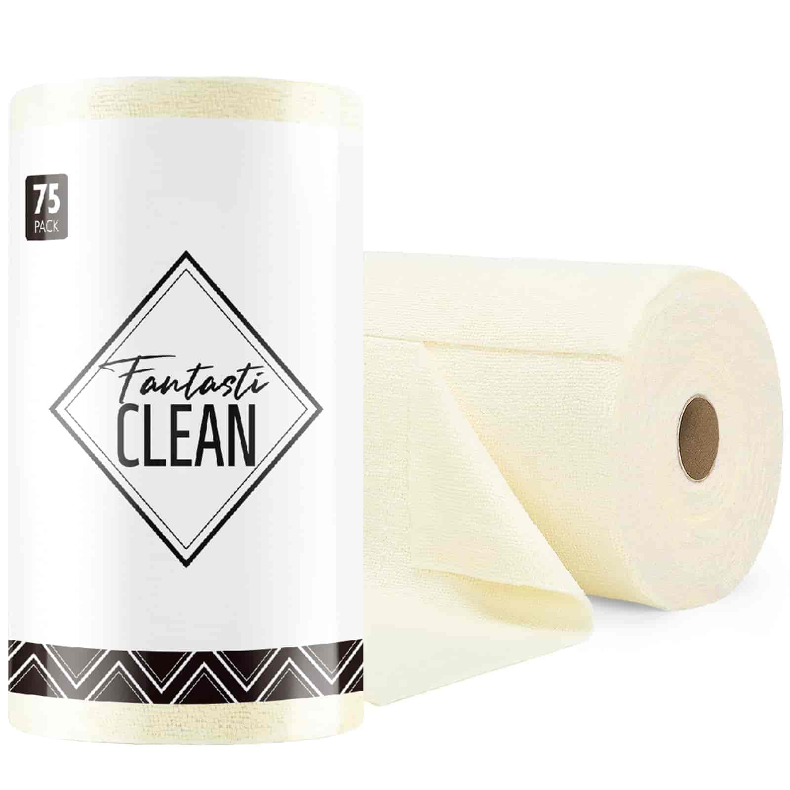 Easy Tear-Away Microfiber Cleaning Roll (75-Pack) - Satisfying, Washable & Reusable - 12